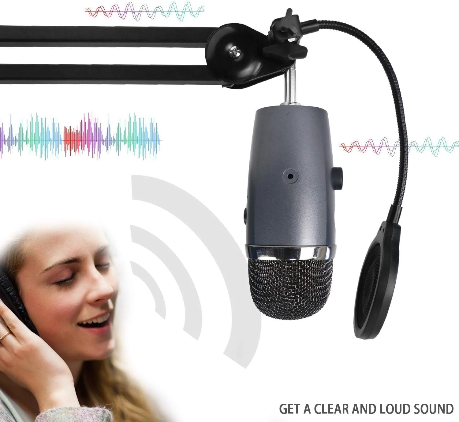 فیلتر پاپ میکروفون YOUSHARES Yeti Nano - بادگیر 3 لایه 4 اینچی با گیره گردنی انعطاف پذیر 360 درجه برای میکروفون Blue Yeti Nano برای بهبود کیفیت صدا