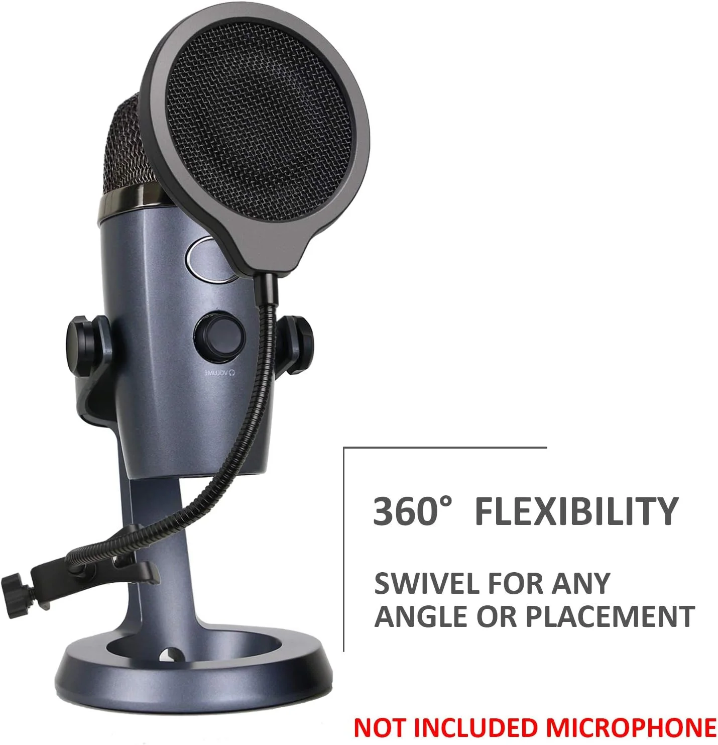 فیلتر پاپ میکروفون YOUSHARES Yeti Nano - بادگیر 3 لایه 4 اینچی با گیره گردنی انعطاف پذیر 360 درجه برای میکروفون Blue Yeti Nano برای بهبود کیفیت صدا