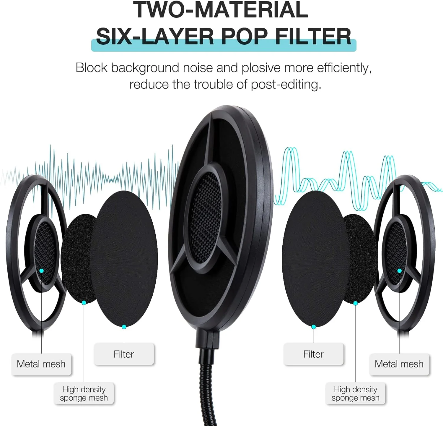 فیلتر پاپ 6 لایه YOUSHARES سازگار با HyperX QuadCast، Blue Yeti، Razer، Fifine و سایر میکروفون ها، فیلتر پاپ میکروفون فلزی ارتقا یافته با گردن غازی انعطاف پذیر 360 درجه فیلتر پاپ 6 لایه YOUSHARES سازگار با HyperX QuadCast، Blue Yeti، Razer، Fifine و سایر میکروفون ها، فیلتر پاپ میکروفون فلزی ارتقا یافته با گردن غازی انعطاف پذیر 360 درجه