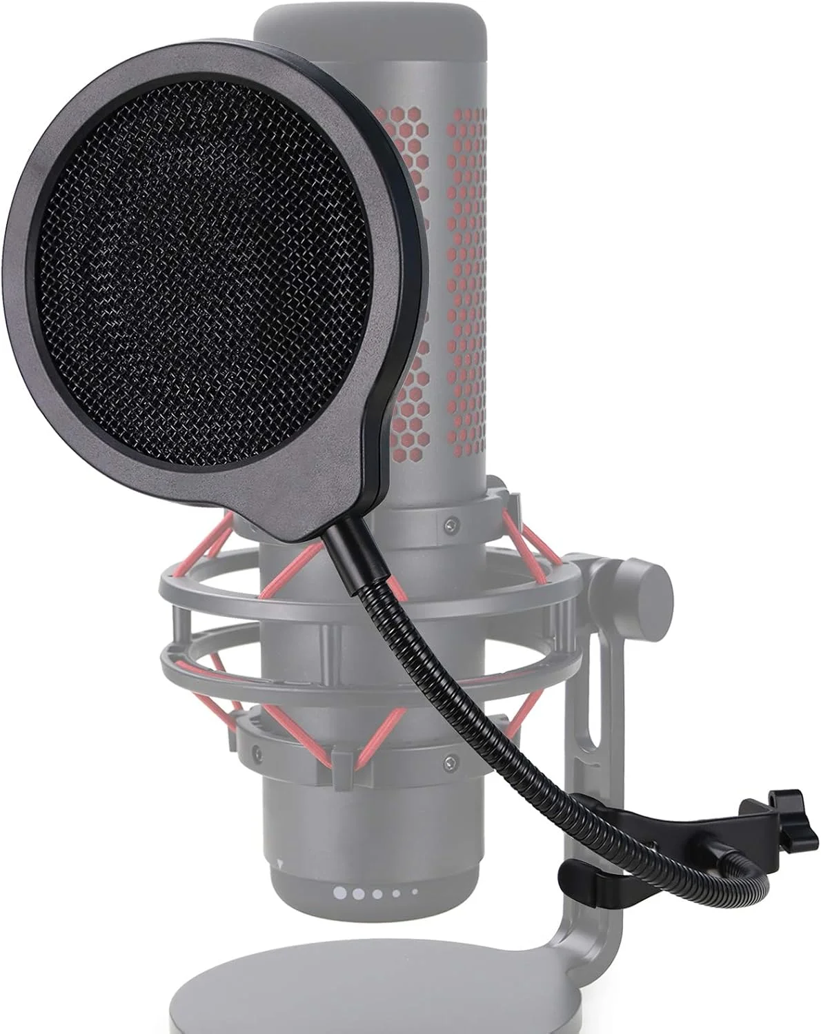 فیلتر پاپ YOUSHARES QuadCast - محافظ فلزی بادگیر برای میکروفون HyperX QuadCast (3 لایه 4 اینچی)، محافظ پاپ میکروفون حرفه ای