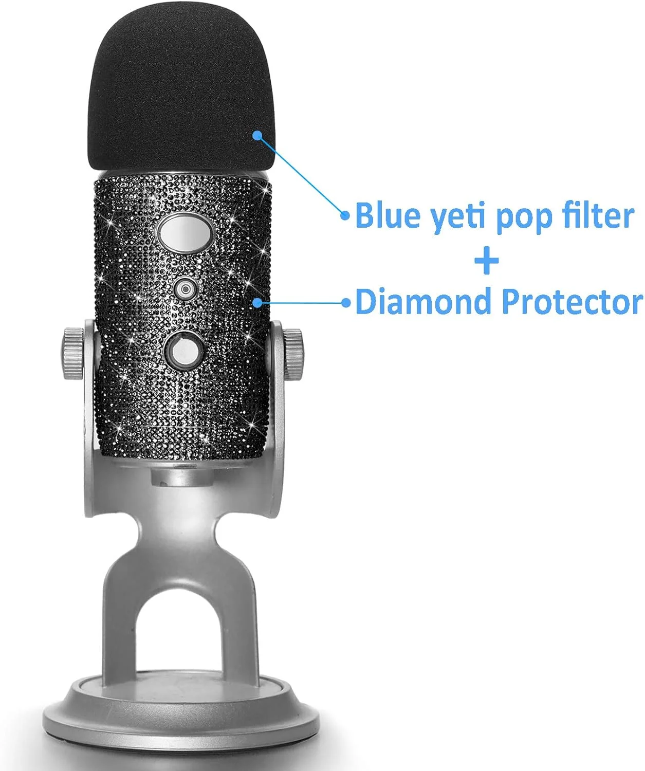 فیلتر پاپ YOUSHARES برای میکروفون Blue Yeti - استیکر اکلیلی زیبا و روکش درخشان الماسی سازگار با میکروفون های Blue Yeti (مشکی) فیلتر پاپ YOUSHARES برای میکروفون Blue Yeti - استیکر اکلیلی زیبا و روکش درخشان الماسی سازگار با میکروفون های Blue Yeti (مشکی)