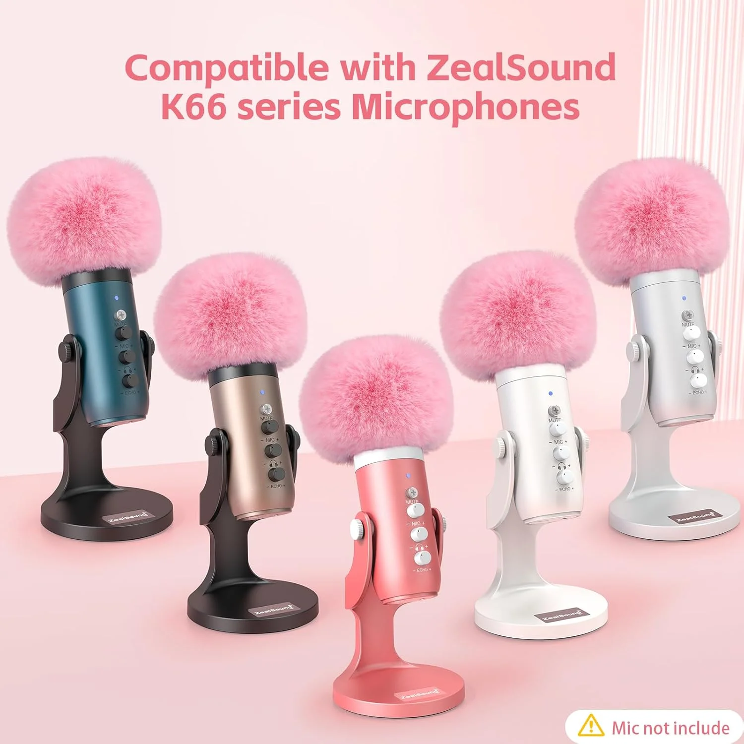 فیلتر پاپ ZealSound برای میکروفون Blue Yeti، روکش فوم میکروفون با بادگیر خزدار برای ZealSound K66/Yeti/Yeti X/Nano/Yeti Pro/AM8/HyperX SoloCast و سایر میکروفون های USB (صورتی)