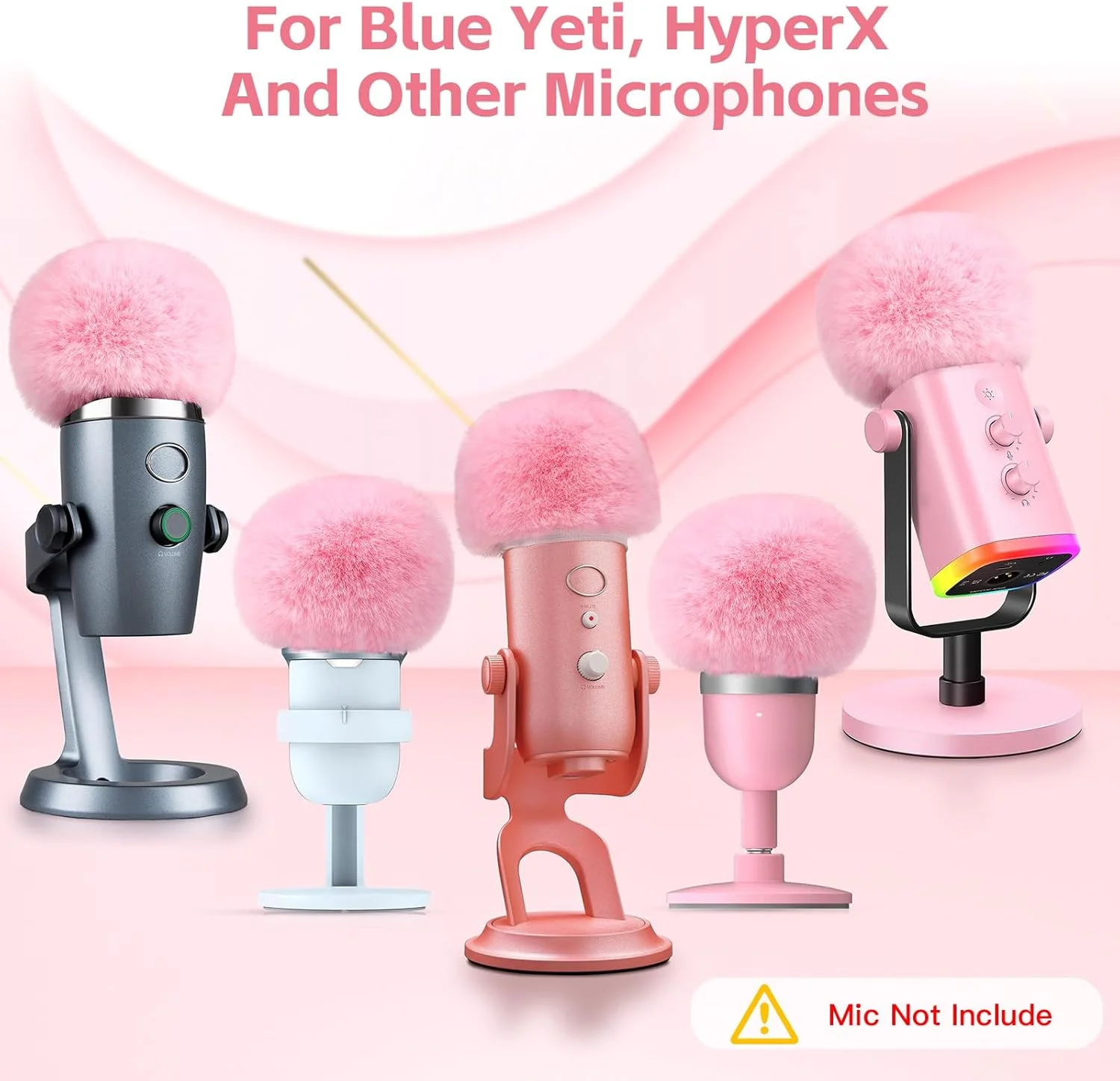 فیلتر پاپ ZealSound برای میکروفون Blue Yeti، روکش فوم میکروفون با بادگیر خزدار برای ZealSound K66/Yeti/Yeti X/Nano/Yeti Pro/AM8/HyperX SoloCast و سایر میکروفون های USB (صورتی)