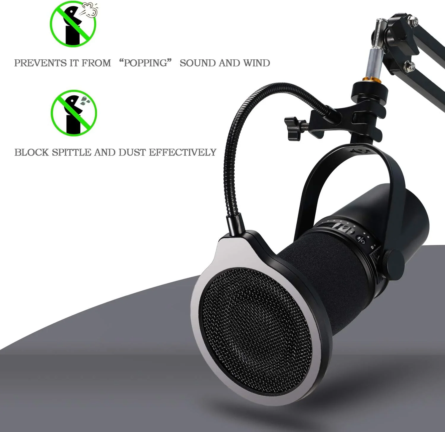 پاپ فیلتر یوشیرز - محافظ باد فلزی 4 اینچی 3 لایه با گردن غازی انعطاف پذیر 360 درجه، سپر ماسک میکروفون گیره ای سازگار با میکروفون Shure MV7 پاپ فیلتر یوشیرز - محافظ باد فلزی 4 اینچی 3 لایه با گردن غازی انعطاف پذیر 360 درجه، سپر ماسک میکروفون گیره ای سازگار با میکروفون Shure MV7