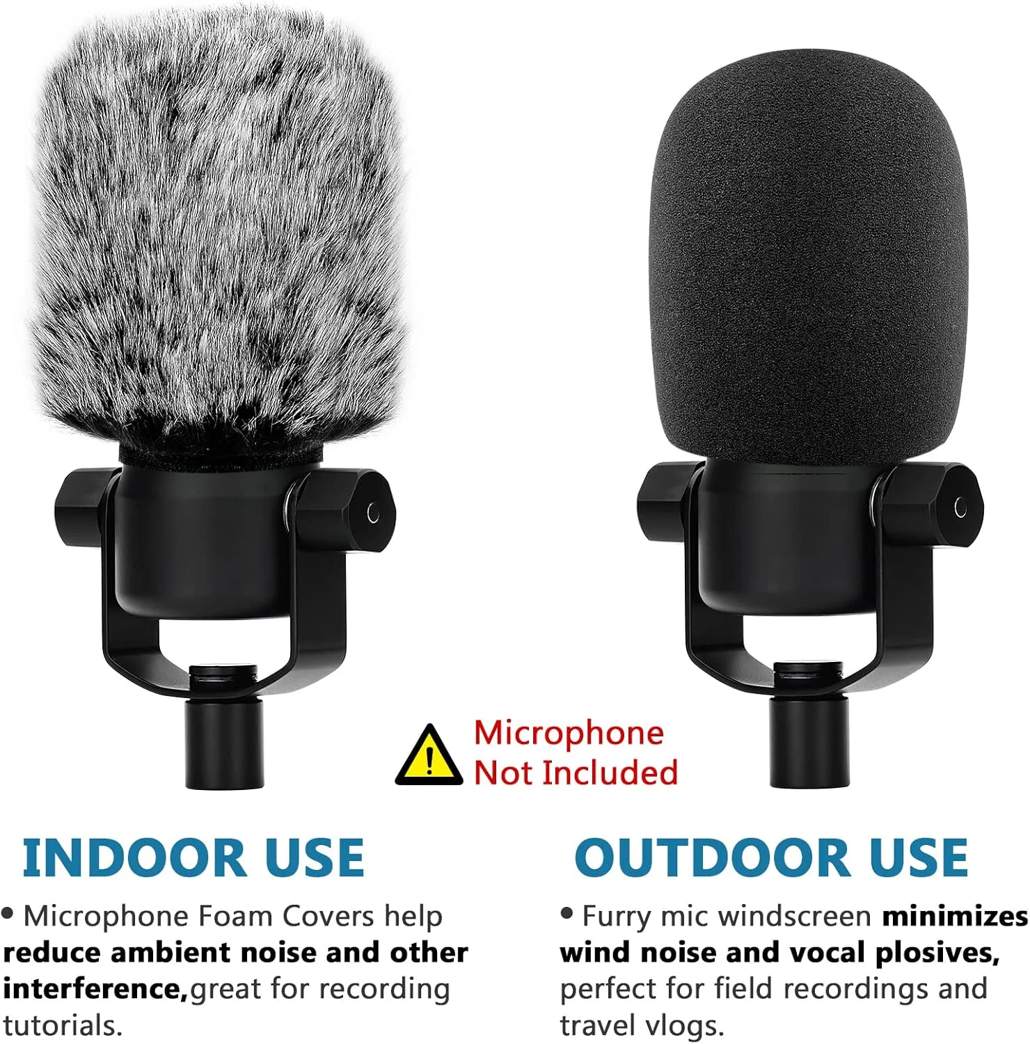 پاپ فیلتر بادگیر سازگار با Rode Podmic، Procaster، Podcaster، NT1، NT1-A، NT2-A، NT-USB، K2، NT1000، NT2000، روکش فوم میکروفون + روکش خزدار میکروفون سازگار با Rode Podmic، بسته ترکیبی 2 عددی