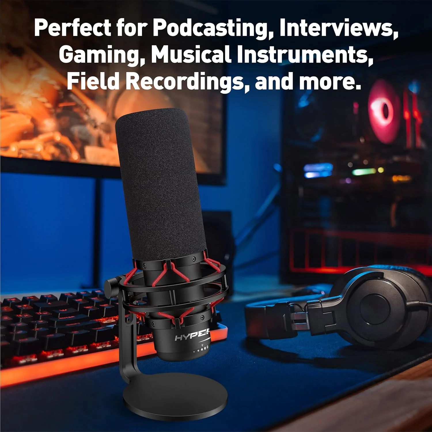 محافظ فوم میکروفون VOCALBEAT برای HyperX QuadCast S - فیلتر پاپ میکروفون برای میکروفون USB Hyper X Quad Cast - روکش میکروفون فیلتر لرزش های ضبط و نویزهای سفید