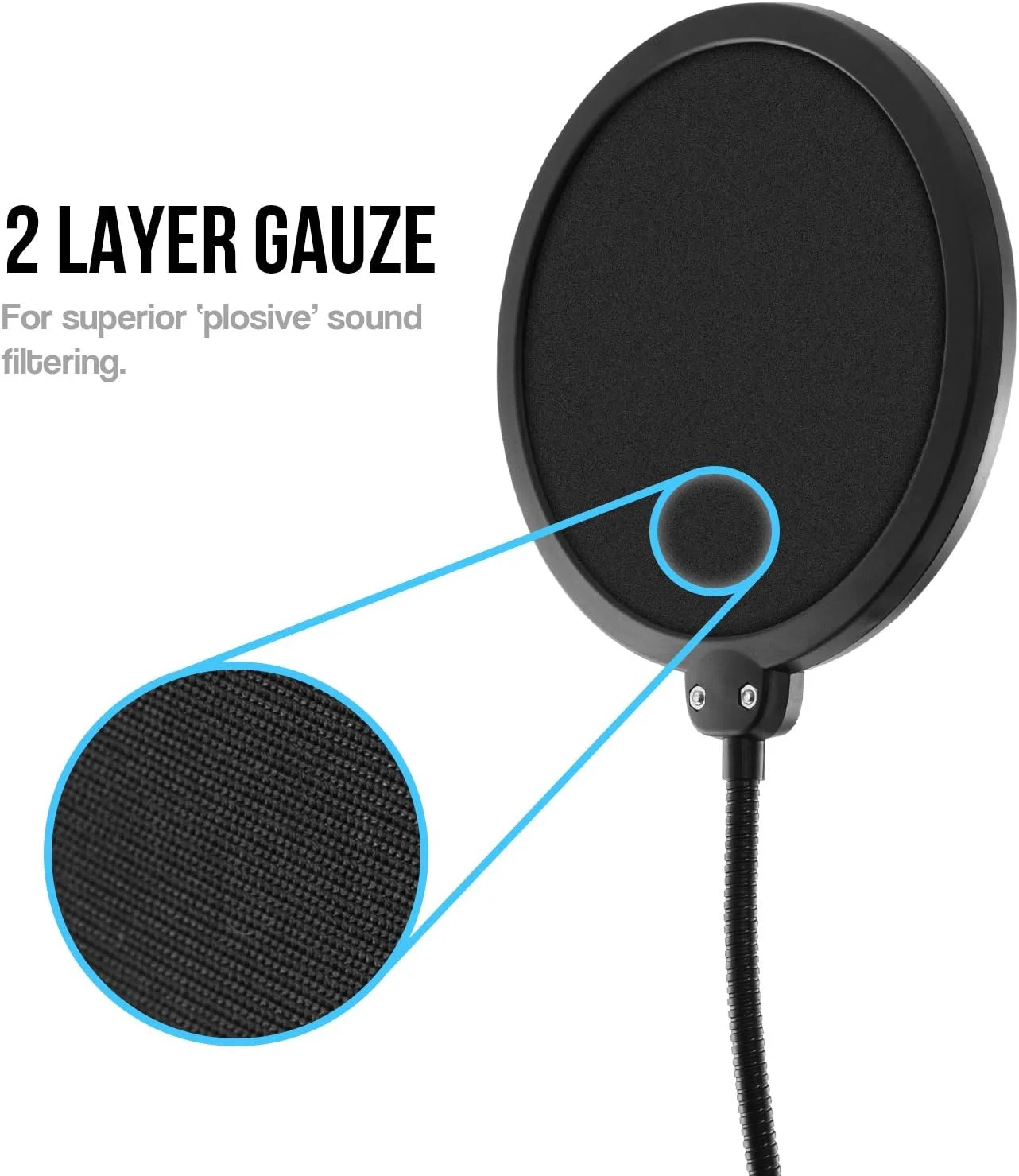 فیلتر پاپ تایگر - محافظ میکروفون استودیویی بزرگ - با گردن غازی انعطاف پذیر 360 درجه