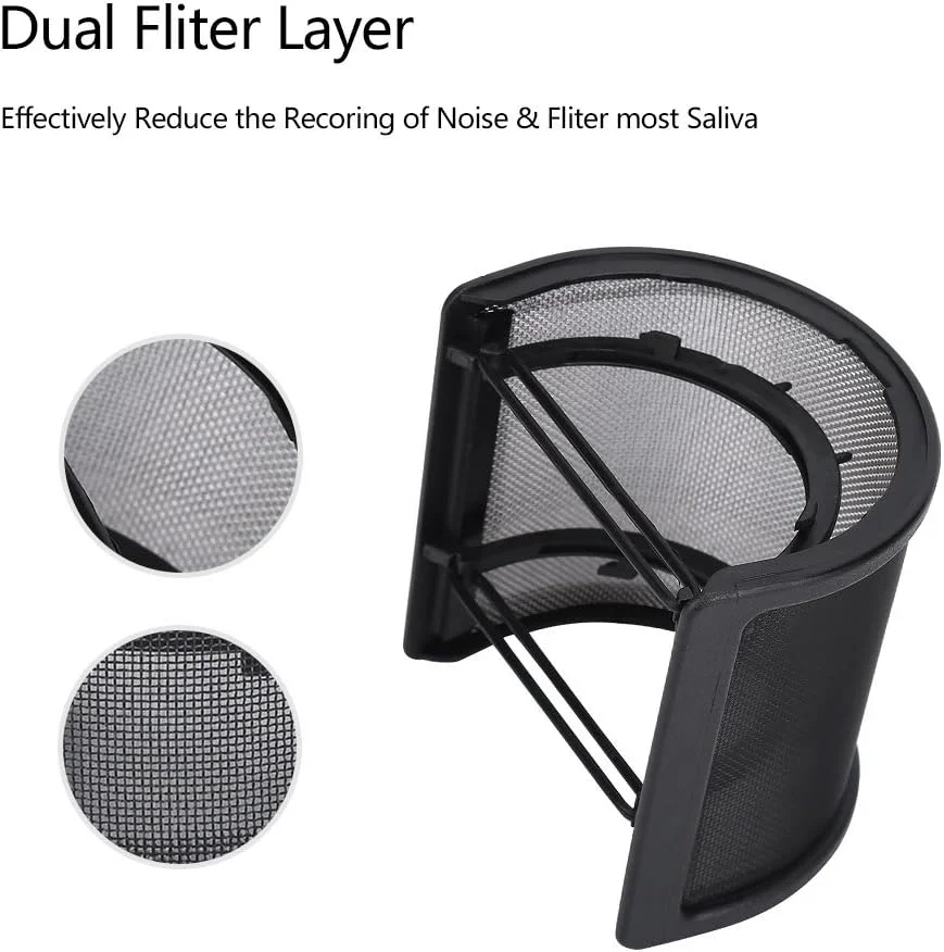 فیلتر پاپ میکروفون، محافظ باد میکروفون، ماسک محافظ صفحه برای ضبط، آواز خواندن و استودیوی پخش خانگی