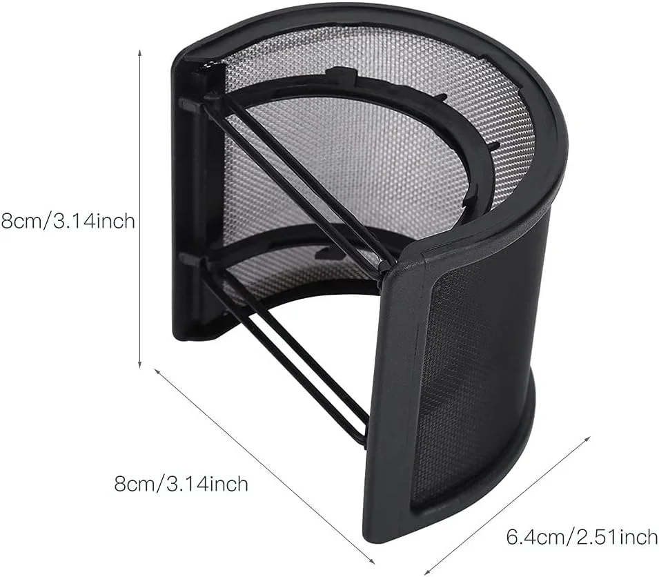 فیلتر پاپ میکروفون، فیلتر پاپ میکروفون ماسک محافظ باد U شکل توری فلزی محافظ باد میکروفون برای استودیو