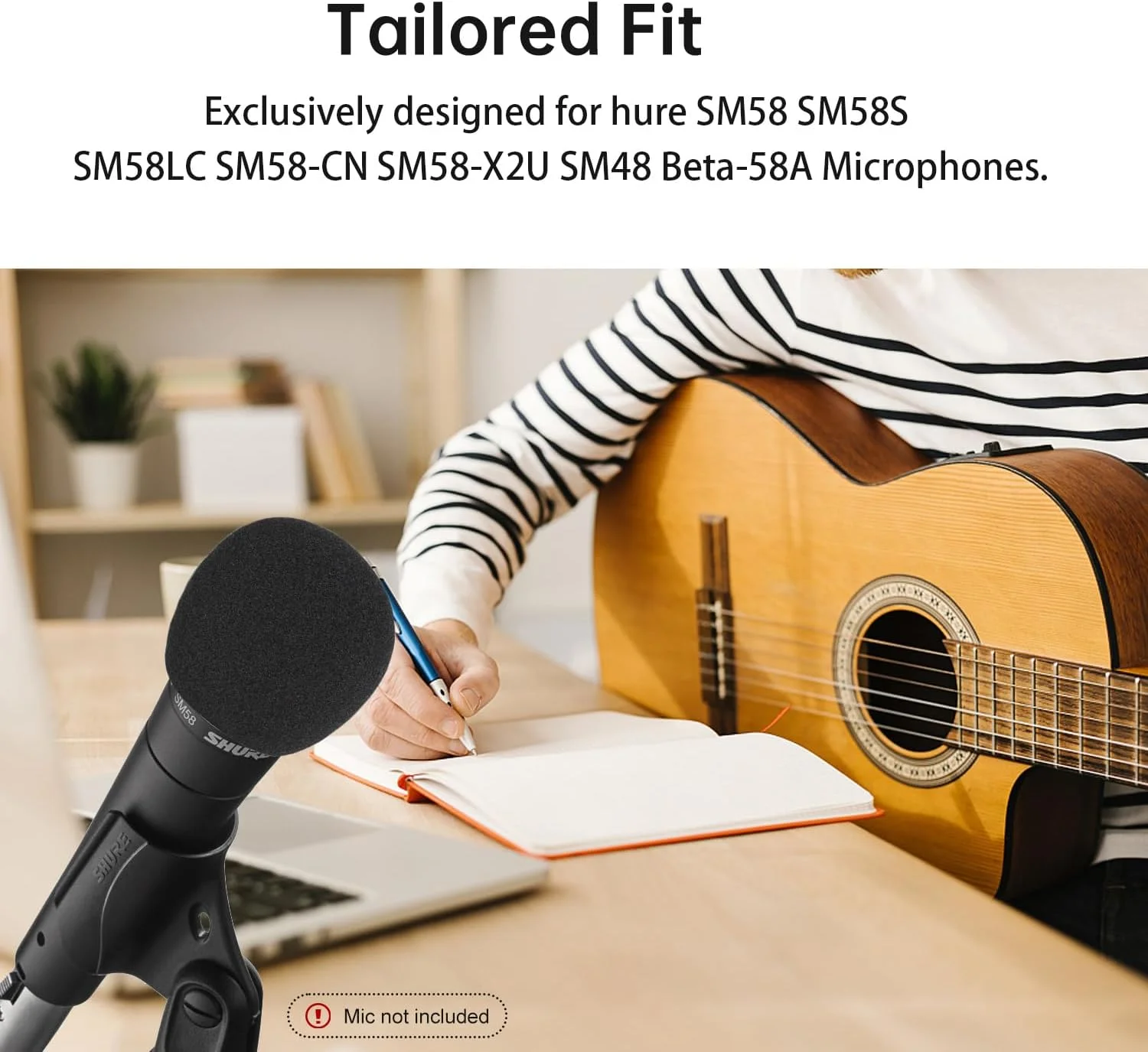 فیلتر پاپ/بادگیر برای میکروفون های Shure SM58 SM58S SM58LC SM58-CN SM58-X2U SM48 Beta-58A، روکش فوم میکروفون برای فیلتر کردن صداهای ناگهانی، صدای خش خش و سایر صداهای محیط (بسته 3 عددی، مشکی)