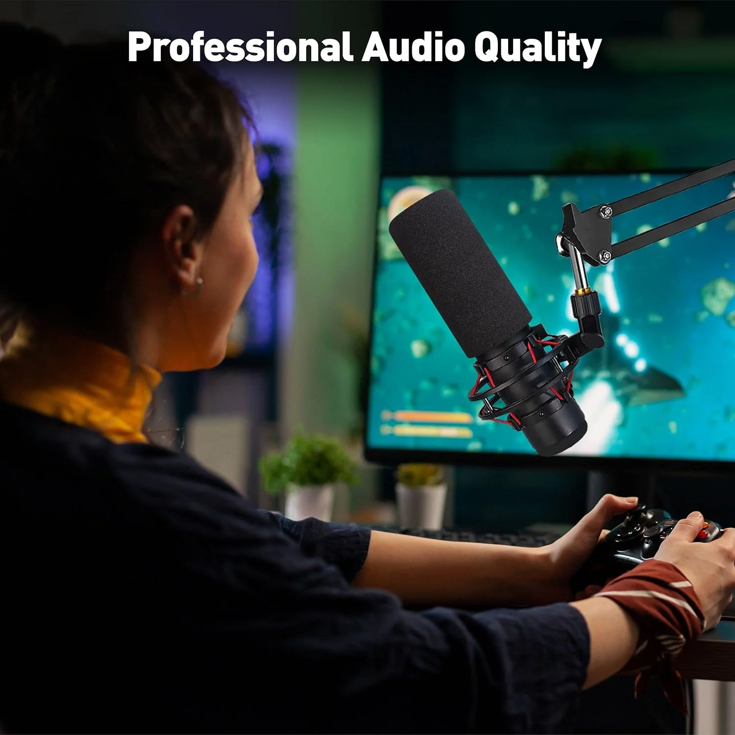 محافظ فوم میکروفون VOCALBEAT برای HyperX QuadCast S - فیلتر پاپ میکروفون برای میکروفون USB Hyper X Quad Cast - روکش میکروفون فیلتر لرزش های ضبط و نویزهای سفید