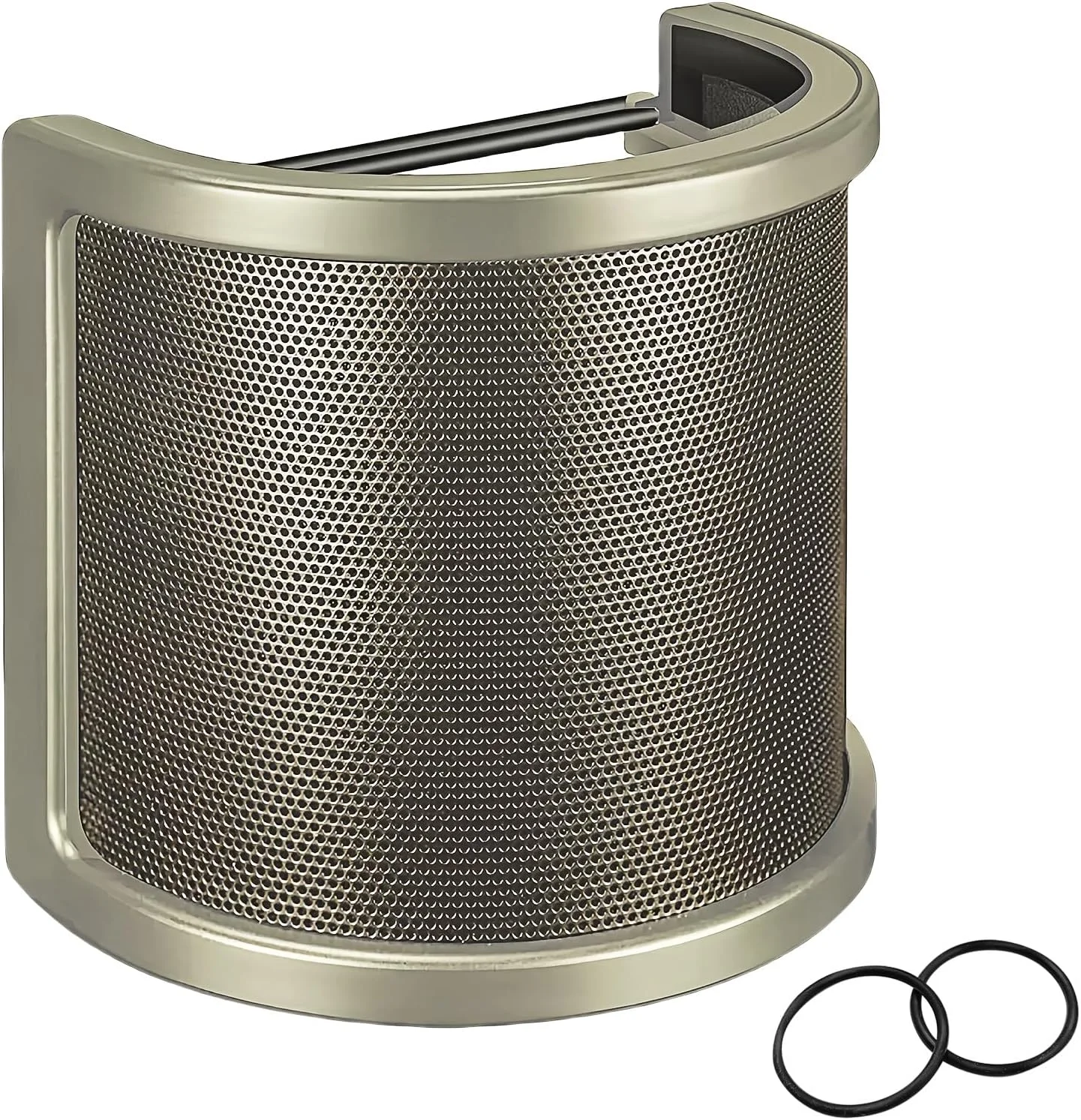 فیلتر پاپ میکروفون سه لایه ارتقا یافته U-tech با لایه های توری الاستیک، فوم و اتامین - پوشش محافظ بادگیر میکروفون و ماسک محافظ دستی ایده آل برای ضبط صدا، ویدیوهای یوتیوب و استریم (طلایی)