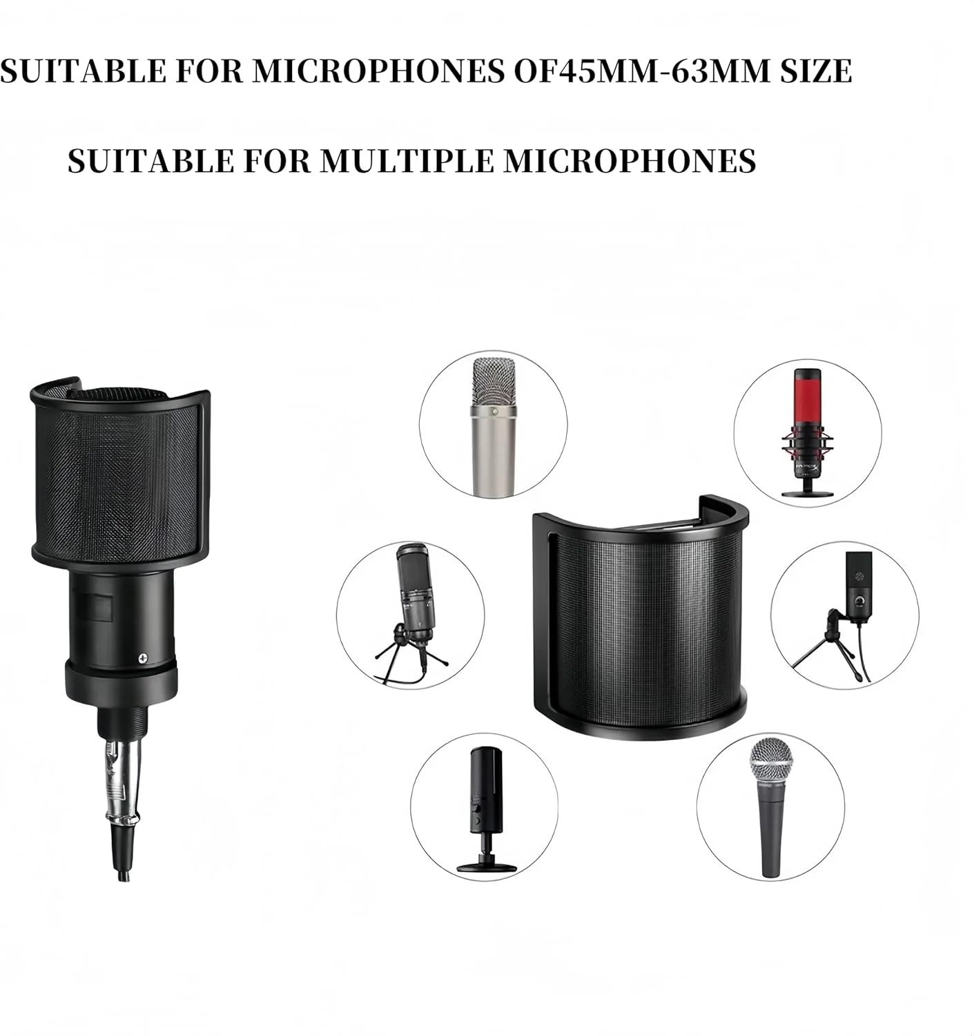 فیلتر پاپ میکروفون توری فلزی یونیورسال، فیلتر ضبط استودیویی، محافظ پاپ میکروفون قابل تنظیم، لوازم جانبی روکش باد میکروفون، مناسب برای اکثر میکروفون ها