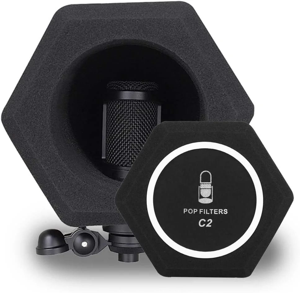 محافظ توپ عایق میکروفون حرفه ای - حذف نویز برتر با فیلتر پاپ و فوم جاذب صدای با چگالی بالا - ضبط با کیفیت استودیو