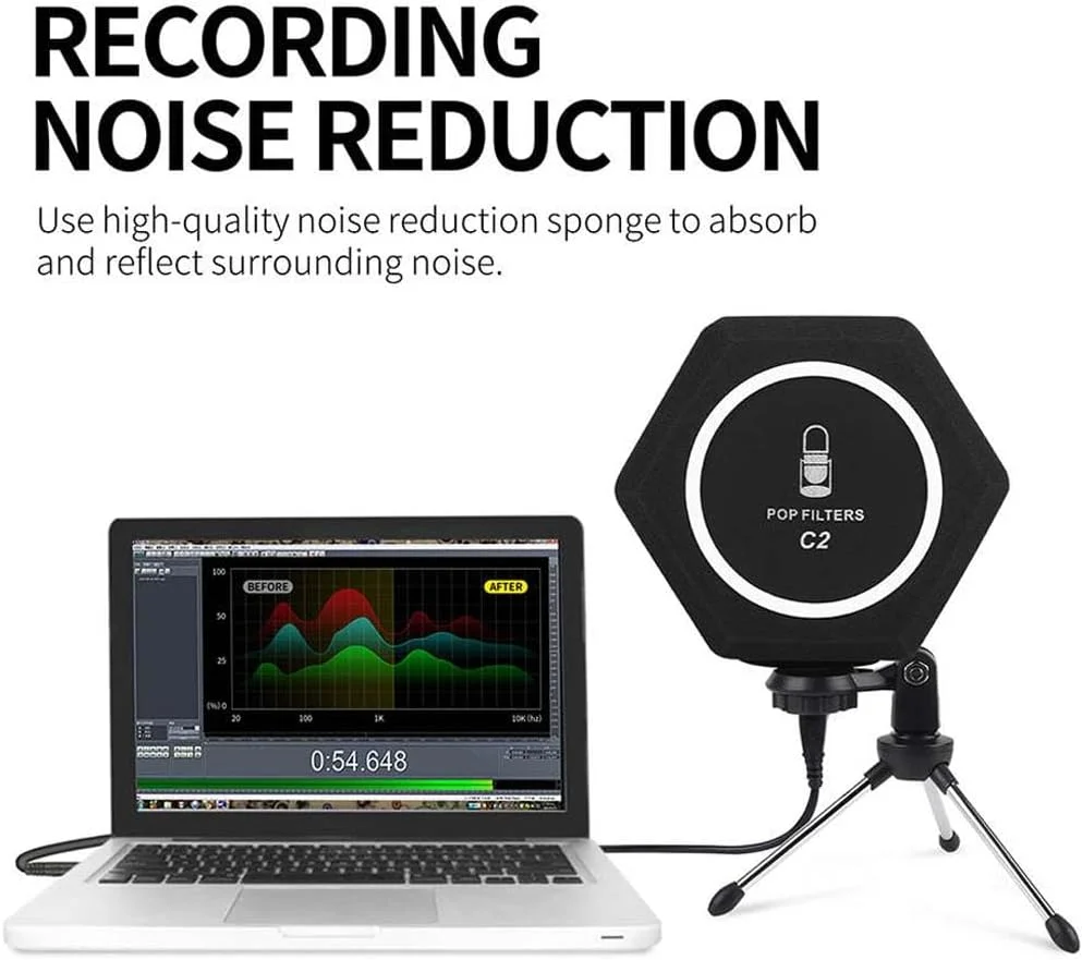 محافظ توپ عایق میکروفون حرفه ای - حذف نویز برتر با فیلتر پاپ و فوم جاذب صدای با چگالی بالا - ضبط با کیفیت استودیو