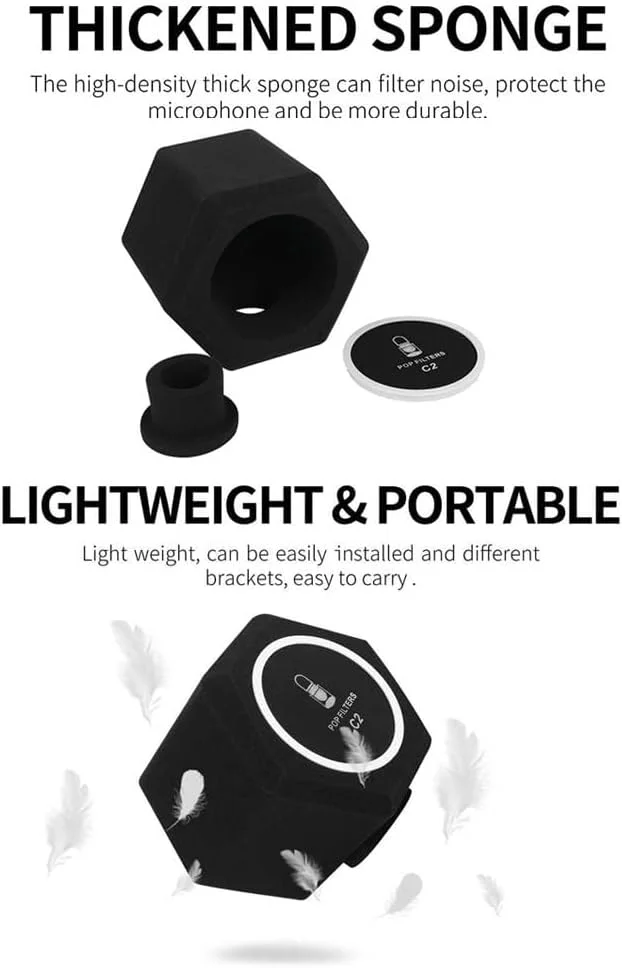 محافظ توپ عایق میکروفون حرفه ای - حذف نویز برتر با فیلتر پاپ و فوم جاذب صدای با چگالی بالا - ضبط با کیفیت استودیو
