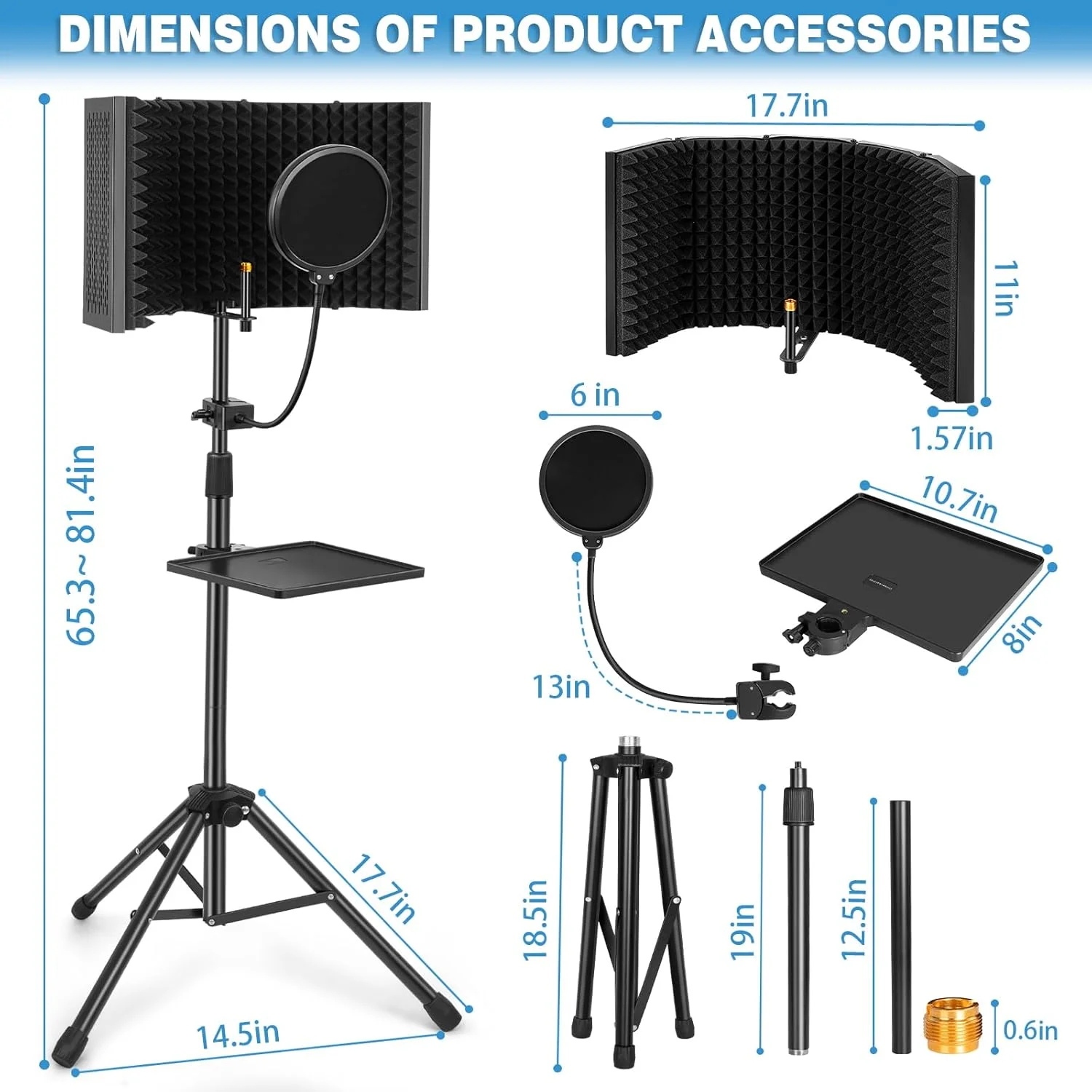 محافظ عایق صدای میکروفون استودیویی AKOZLIN، محافظ تاشو صدا با فیلتر پاپ و پایه سه پایه، آداپتور میکروفون 3/8 اینچ به 5/8 اینچ برای میکروفون های Blue Yeti و کندانسور، تجهیزات استودیوی ضبط محافظ عایق صدای میکروفون استودیویی AKOZLIN، محافظ تاشو صدا با فیلتر پاپ و پایه سه پایه، آداپتور میکروفون 3/8 اینچ به 5/8 اینچ برای میکروفون های Blue Yeti و کندانسور، تجهیزات استودیوی ضبط