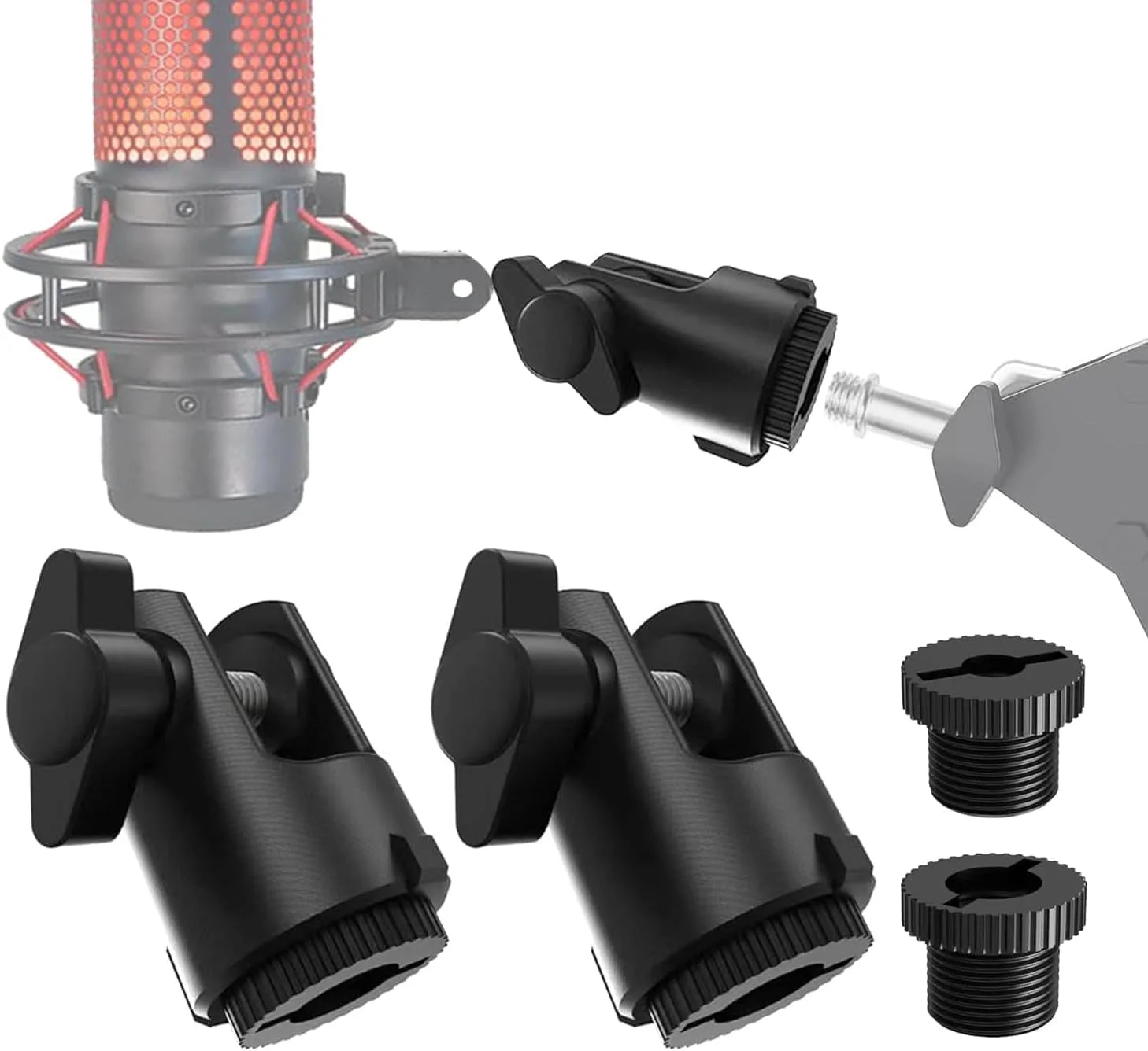 مجموعه 8 عددی لوازم جانبی آداپتور اتصال میکروفون برای بازوی بوم Hyperx Quadcast، نصب آسان آداپتور پایه میکروفون با پیچ 3/8 اینچ یا 1/4 اینچ سازگار با بازوهای HyperX QuadCast