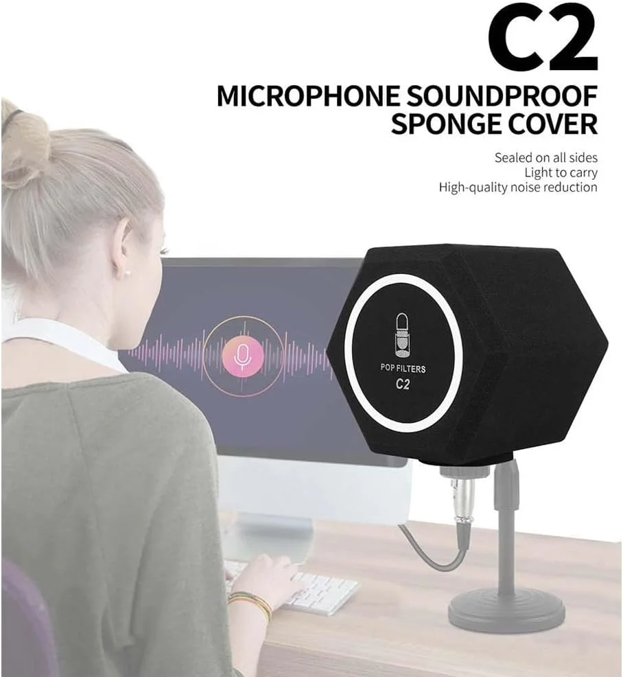 محافظ توپ عایق میکروفون حرفه ای - حذف نویز برتر با فیلتر پاپ و فوم جاذب صدای با چگالی بالا - ضبط با کیفیت استودیو