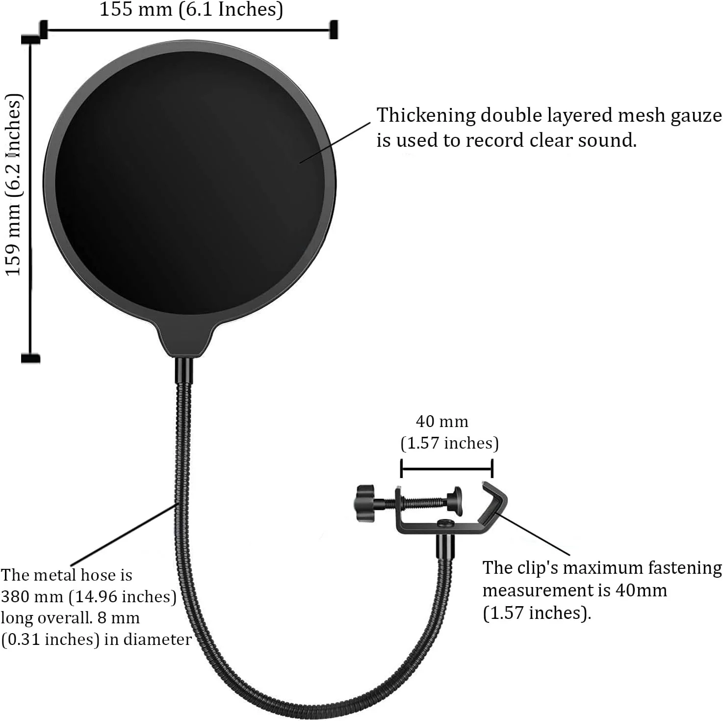 پاپ فیلتر میکروفون AFYS - شیلد میکروفون دولایه برای بلو یتی، پاپ فیلتر میکروفون یونیورسال با گیره گردن غازی انعطاف پذیر 360 درجه پاپ فیلتر میکروفون AFYS - شیلد میکروفون دولایه برای بلو یتی، پاپ فیلتر میکروفون یونیورسال با گیره گردن غازی انعطاف پذیر 360 درجه