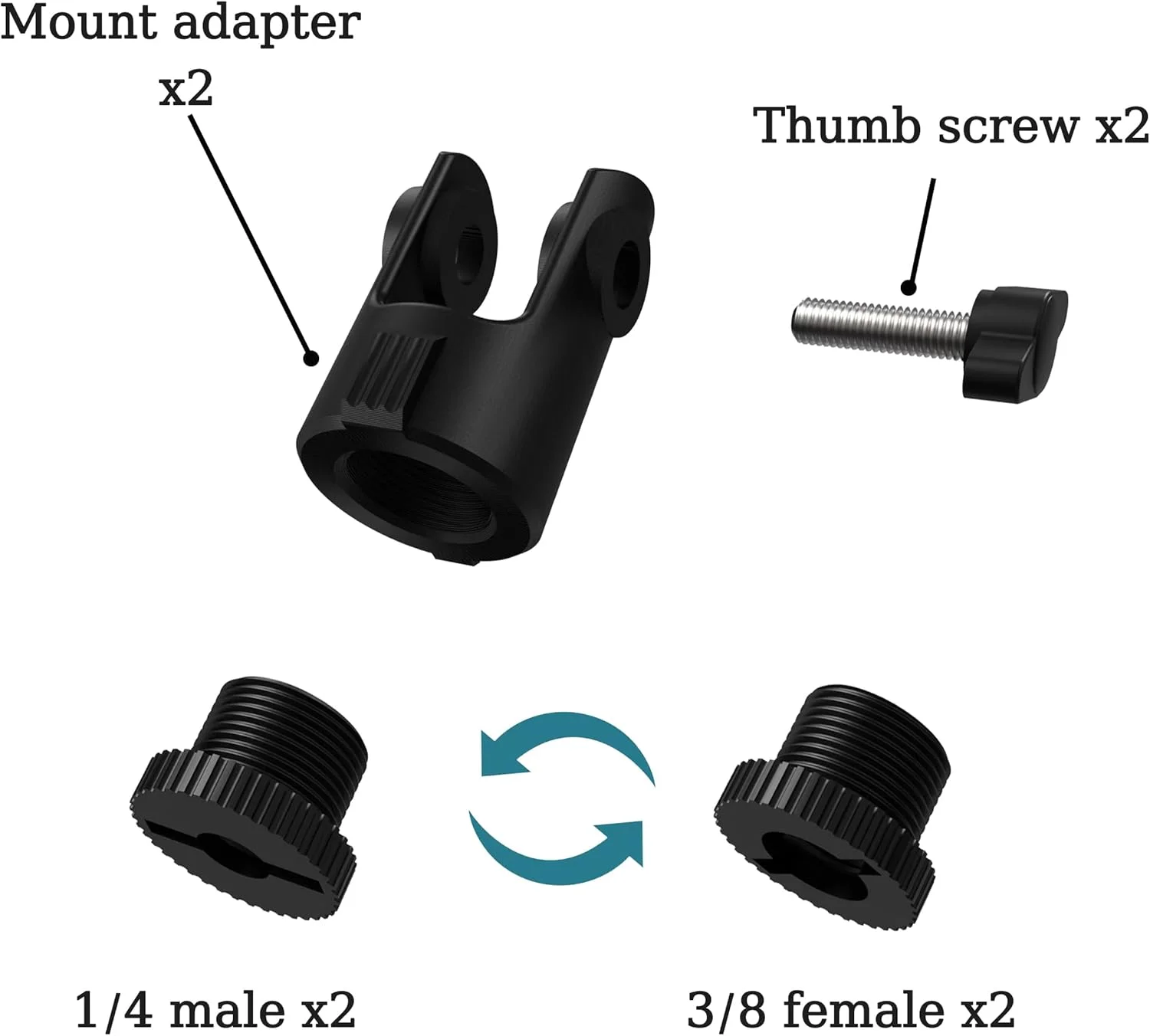 مجموعه 8 عددی لوازم جانبی آداپتور اتصال میکروفون برای بازوی بوم Hyperx Quadcast، نصب آسان آداپتور پایه میکروفون با پیچ 3/8 اینچ یا 1/4 اینچ سازگار با بازوهای HyperX QuadCast