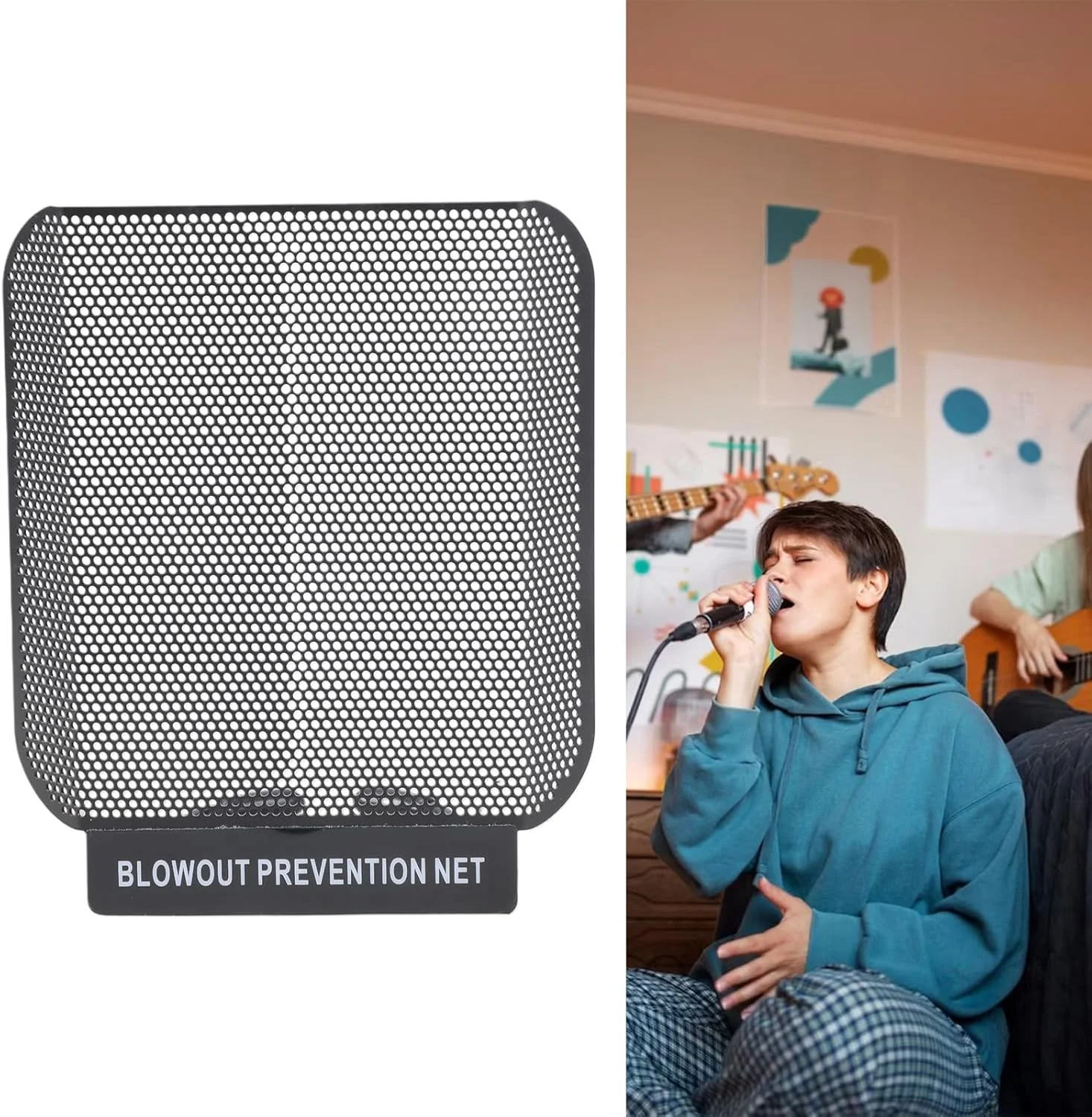 فیلتر پاپ محافظ ضد نویز و حذف صداهای اضافی، توری فولادی سه لایه با نقاط اتصال، روکش محافظ میکروفون