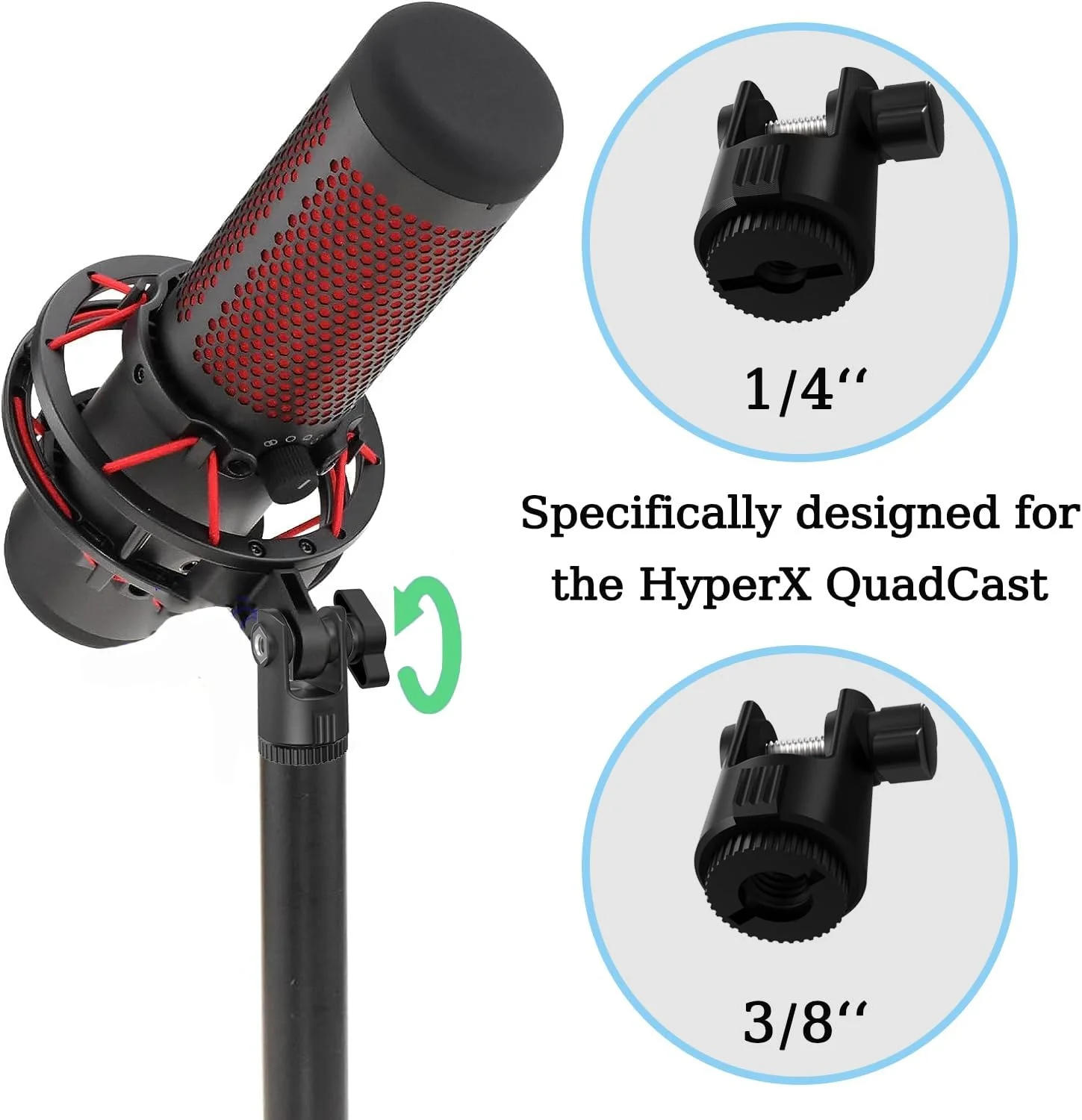 مجموعه 8 عددی لوازم جانبی آداپتور اتصال میکروفون برای بازوی بوم Hyperx Quadcast، نصب آسان آداپتور پایه میکروفون با پیچ 3/8 اینچ یا 1/4 اینچ سازگار با بازوهای HyperX QuadCast