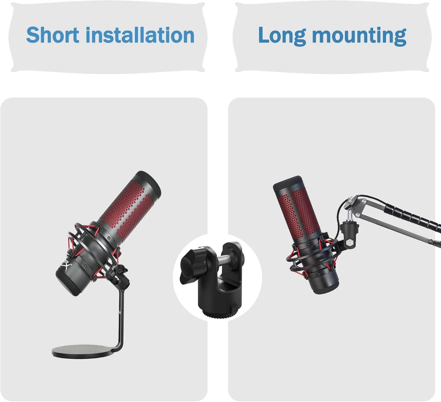 مجموعه 8 عددی لوازم جانبی آداپتور اتصال میکروفون برای بازوی بوم Hyperx Quadcast، نصب آسان آداپتور پایه میکروفون با پیچ 3/8 اینچ یا 1/4 اینچ سازگار با بازوهای HyperX QuadCast