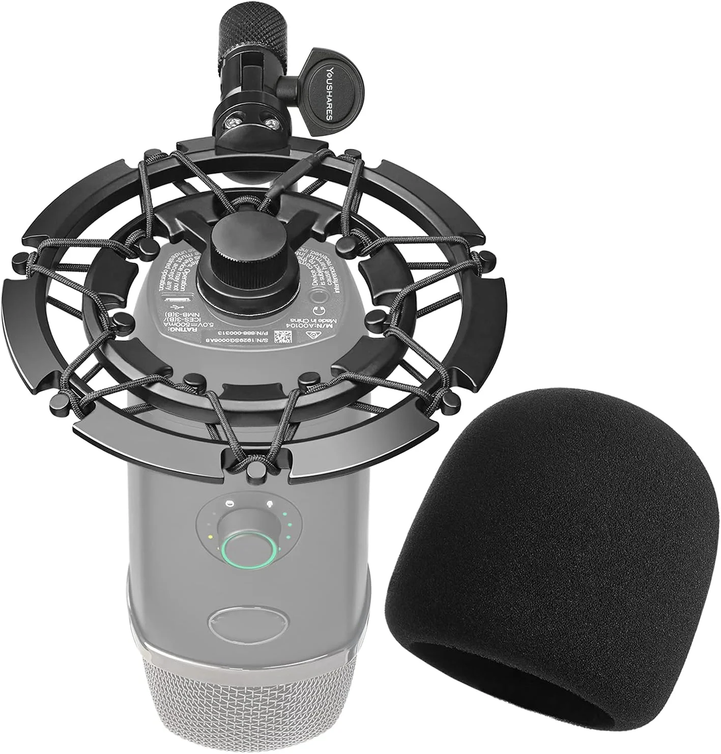 لرزه گیر میکروفون YOUSHARES Blue Yeti X به همراه پاپ فیلتر و فوم بادگیر، ساخته شده از آلیاژ، کاهش لرزش و نویز ناشی از ضربه، سازگار با بازویی میکروفون، طراحی شده برای میکروفون Blue Yeti X