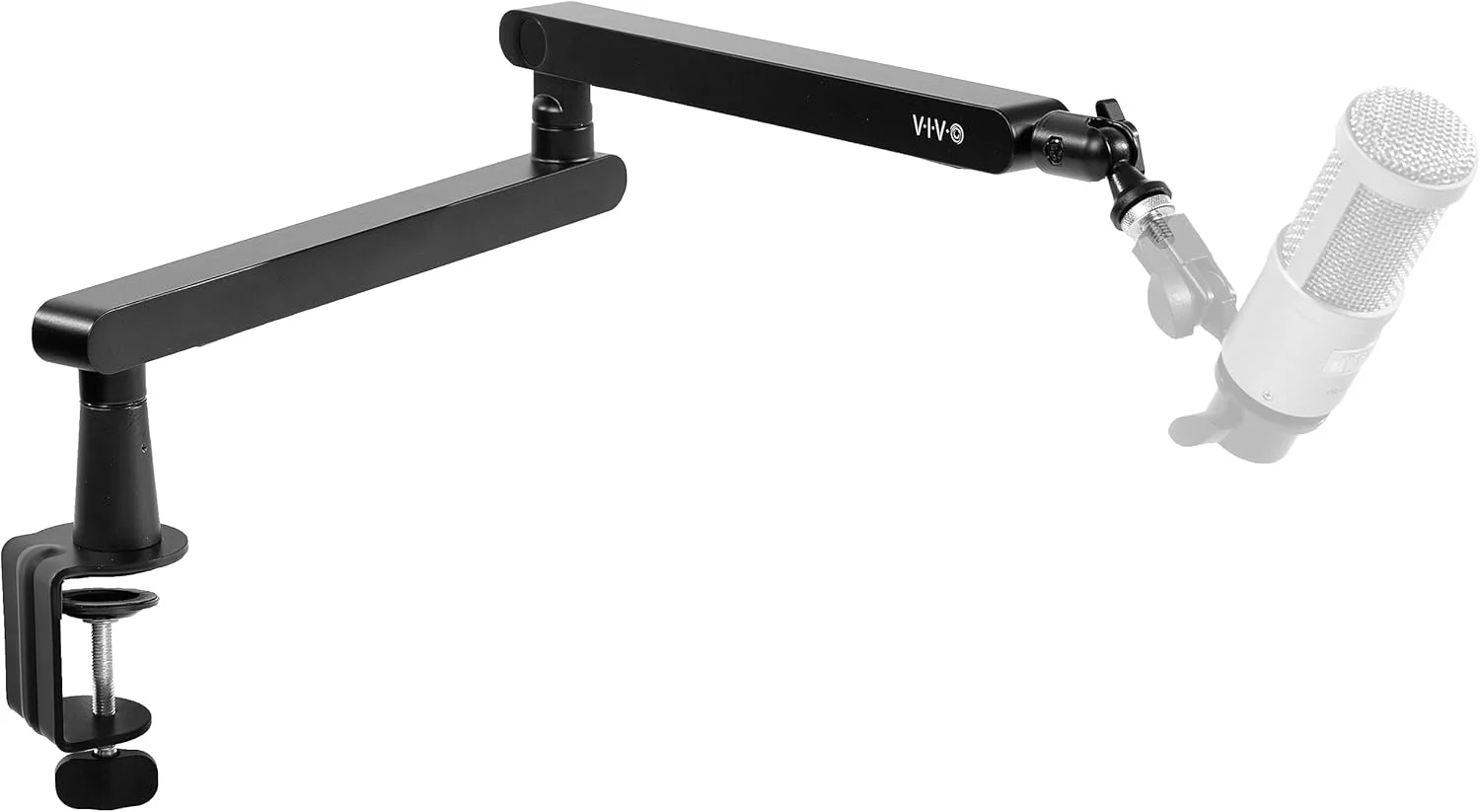 پایه بازویی میکروفون استودیویی VIVO با طراحی کم ارتفاع، به همراه آداپتور پیچ 3/8 و 5/8 اینچ، گیره رومیزی سنگین، پایه میکروفون حرفه ای با چرخش 360 درجه، مشکی، STAND-MIC03L