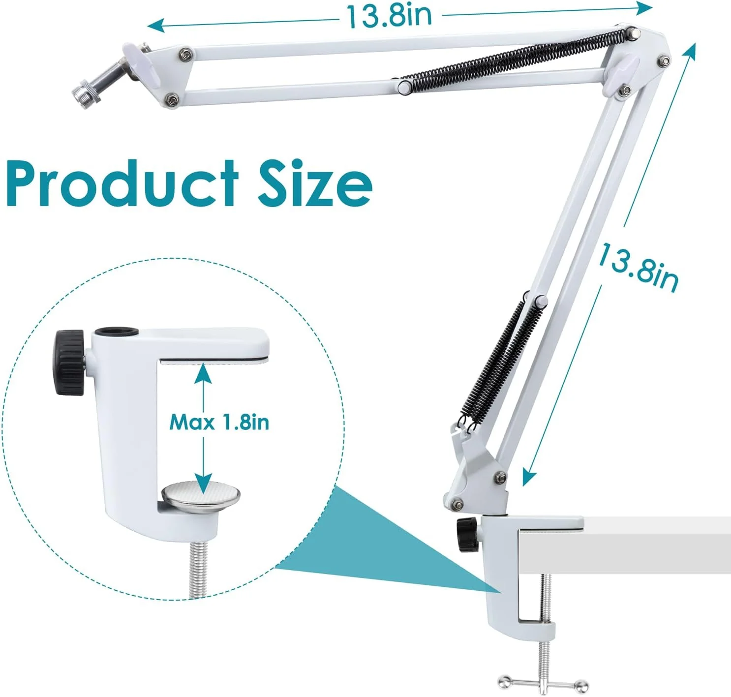 بازوی بوم سفید YOUSHARES برای Fifine AM8 - بازوی میکروفون سفید سازگار با میکروفون Fifine AM8، پایه بازوی بوم میکروفون قیچی قابل تنظیم حرفه ای بازوی بوم سفید YOUSHARES برای Fifine AM8 - بازوی میکروفون سفید سازگار با میکروفون Fifine AM8، پایه بازوی بوم میکروفون قیچی قابل تنظیم حرفه ای