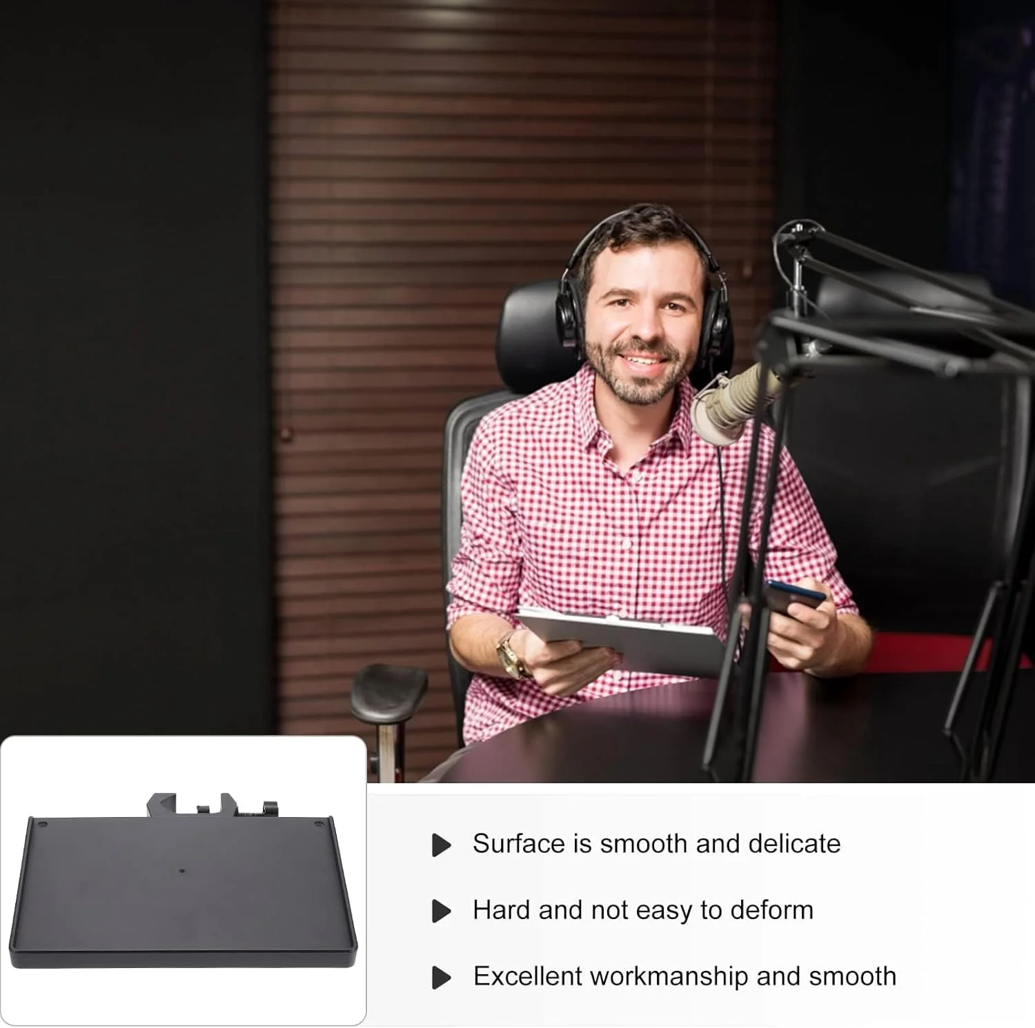 سینی نگهدارنده یونیورسال، 2 عدد سینی میکروفون و تلفن، مناسب برای پخش زنده، تلفن همراه، سه پایه، گیره میکروفون، رک پخش صدا، سینی کارت صدا میکروفون، براکت میکروفون، استیل ضد زنگ پایه میکروفون