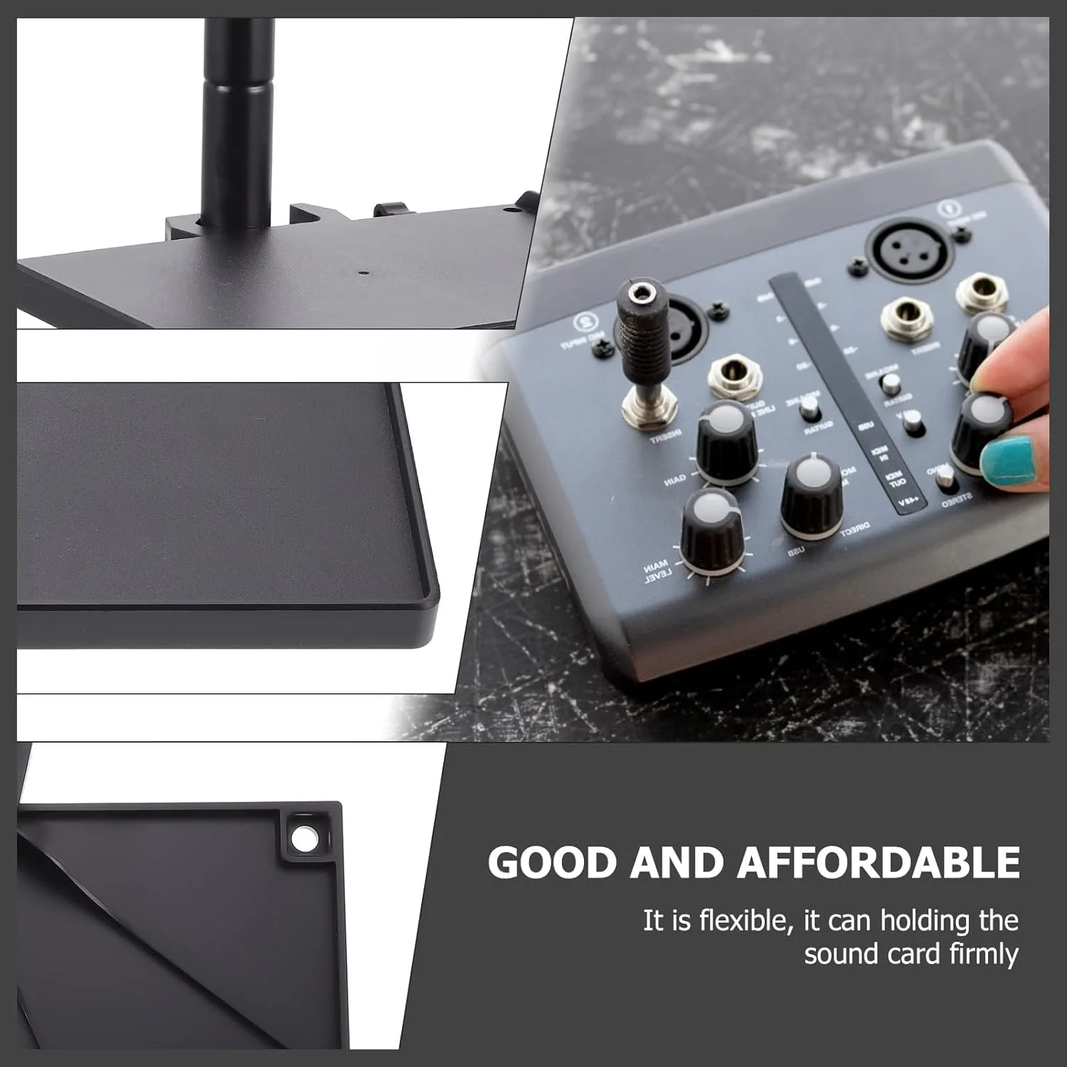 سینی نگهدارنده یونیورسال، 2 عدد سینی میکروفون و تلفن، مناسب برای پخش زنده، تلفن همراه، سه پایه، گیره میکروفون، رک پخش صدا، سینی کارت صدا میکروفون، براکت میکروفون، استیل ضد زنگ پایه میکروفون