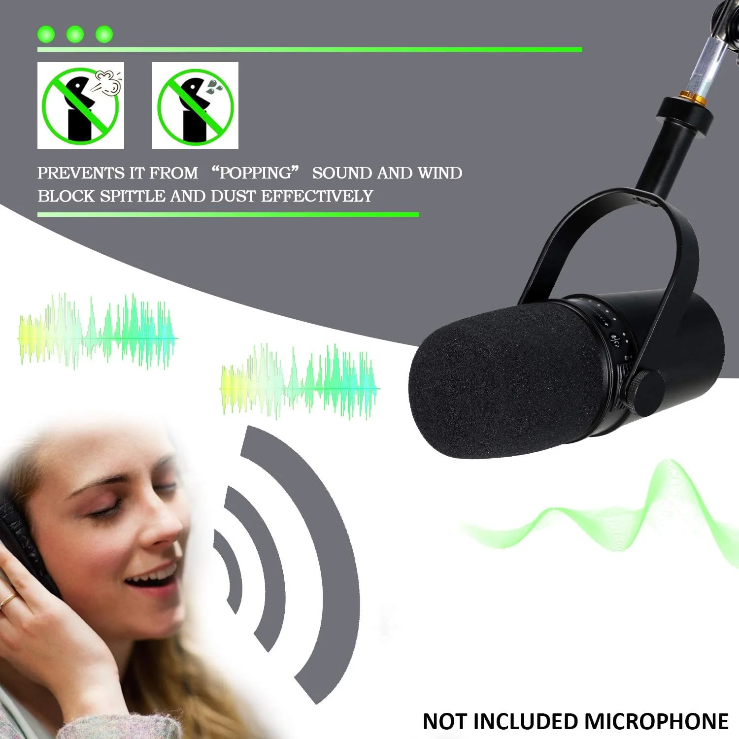 بازوی بوم میکروفون YOUSHARES MV7 به همراه پاپ فیلتر - پایه میکروفون با روکش فوم و محافظ باد سازگار با میکروفون Shure MV7 و Shure MV7X