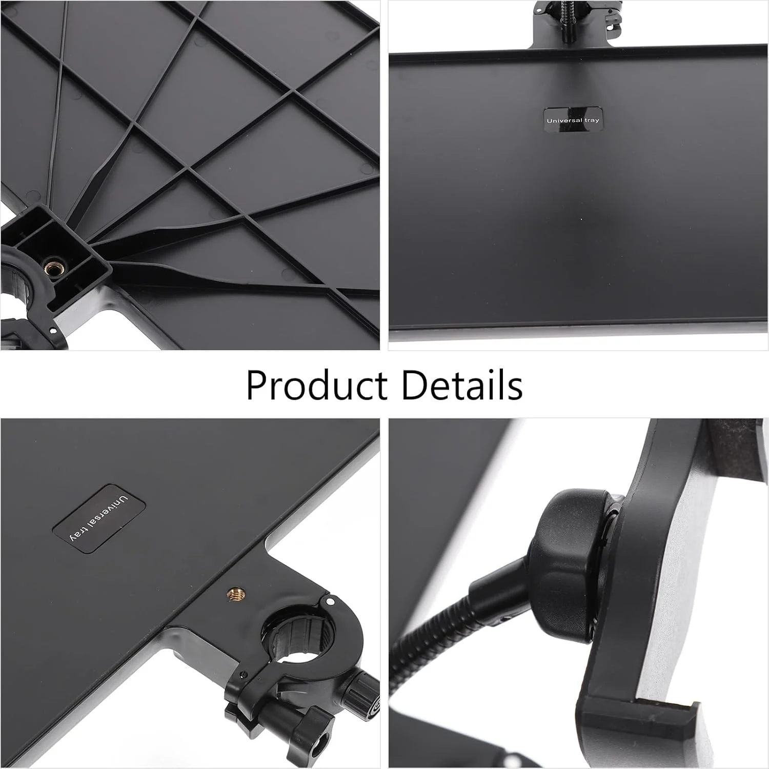 نگهدارنده موبایل UPKOCH سینی لوازم جانبی درام ضبط صدا سینی لپ تاپ نگهدارنده تلفن پایه میکروفون قفسه سینی قفسه صدا سه پایه نگهدارنده تلفن پایه میکروفون جهانی فلزی سیاه