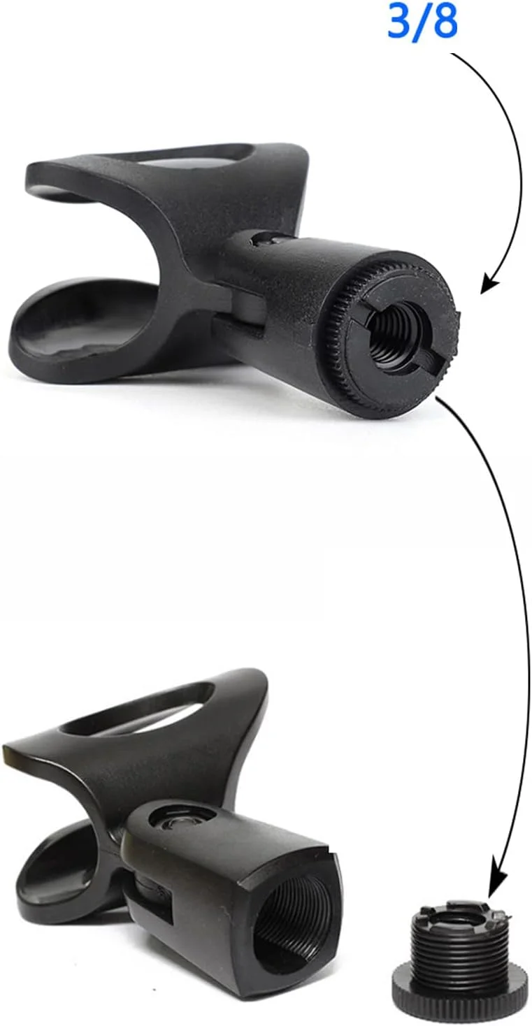 گیره میکروفون بزرگ و انعطاف پذیر برای همه فرستنده های دستی، آداپتور نگهدارنده میکروفون با رزوه های سخت و / مسی گیره میکروفون بزرگ و انعطاف پذیر برای همه فرستنده های دستی، آداپتور نگهدارنده میکروفون با رزوه های سخت و / مسی