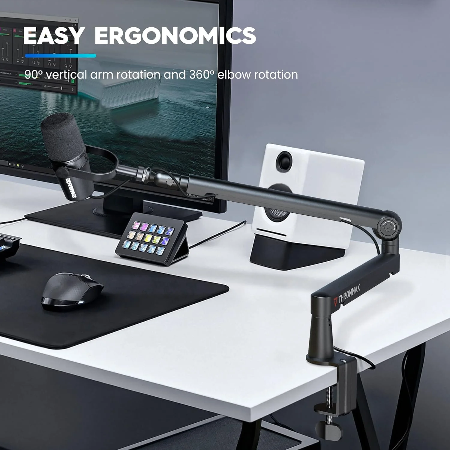 بازوی میکروفون THRONMAX Twist S6، پایه میکروفون کم ارتفاع با مدیریت کابل، گیره رومیزی، نصب همه کاره، بازوی میکروفون تمام فلزی و کاملا قابل تنظیم برای استریم، بازی، دفتر کار خانگی، جهانی… بازوی میکروفون THRONMAX Twist S6، پایه میکروفون کم ارتفاع با مدیریت کابل، گیره رومیزی، نصب همه کاره، بازوی میکروفون تمام فلزی و کاملا قابل تنظیم برای استریم، بازی، دفتر کار خانگی، جهانی…