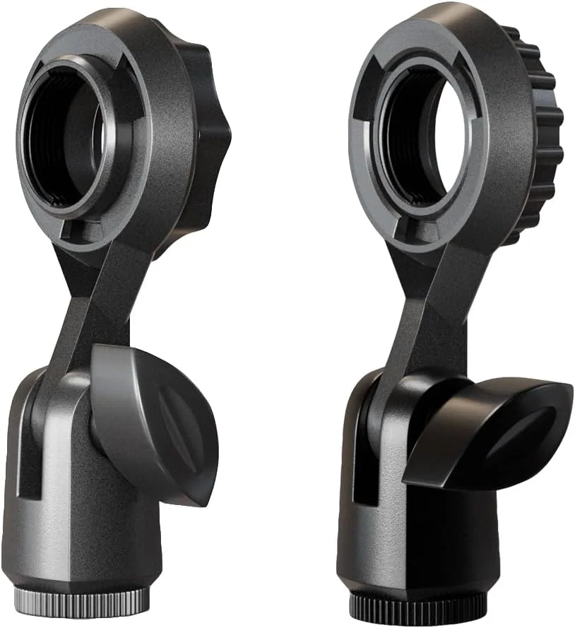 بسته 2 عددی گیره میکروفون کاندنسر، پایه نگهدارنده میکروفون کاندنسر با رزوه 22 میلی‌متری، آداپتور بازوی بوم پایه برای میکروفون‌های دیافراگم کاردیوئید، ضبط استودیویی، استریمینگ، میکروفون‌های گیمینگ وکال