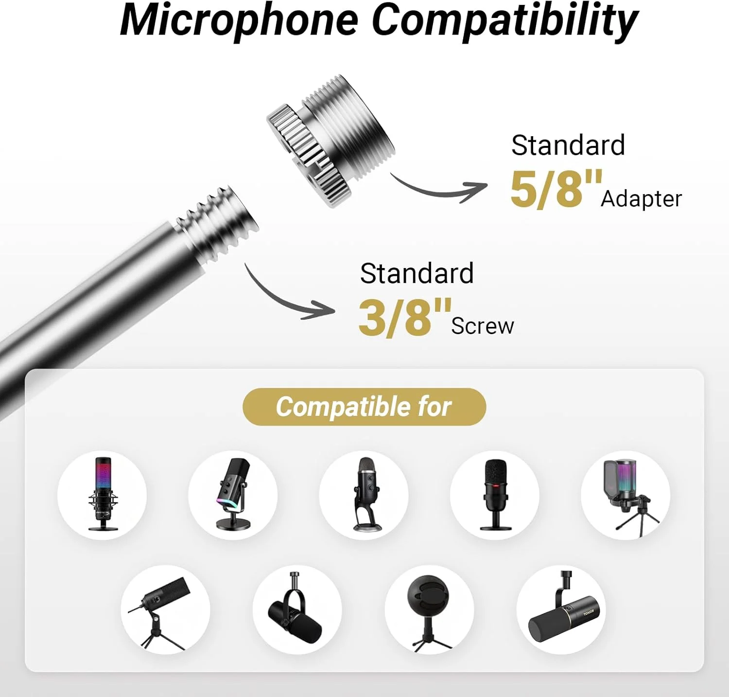 پایه میکروفون TONOR مدل T20، بازوی میکروفون معلق قیچی قابل تنظیم با فیلتر پاپ، آداپتور 3/8 اینچ به 5/8 اینچ، گیره میکروفون، گیره سنگین ارتقا یافته برای میکروفون های Hyperx Blue Yeti Rode Elgato و غیره (T20)
