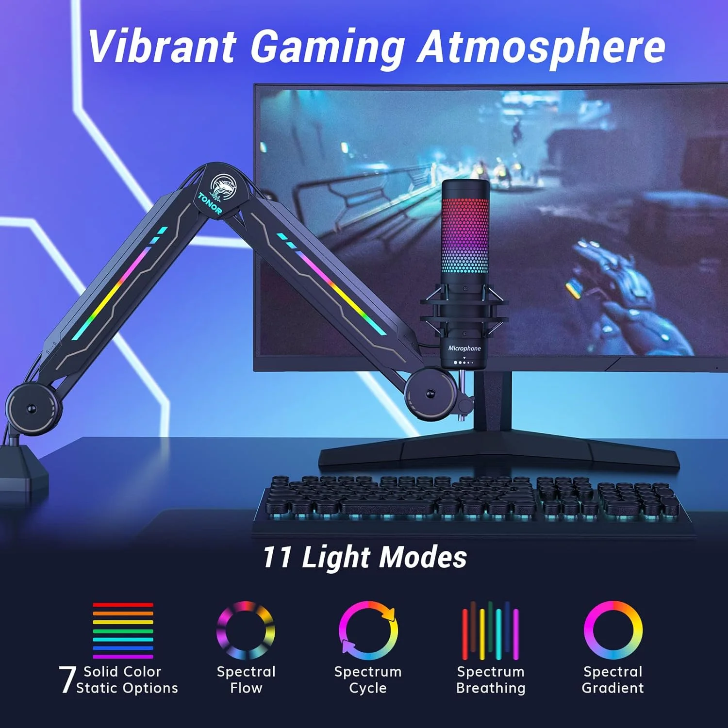 بازوی میکروفون TONOR T90 با نور RGB