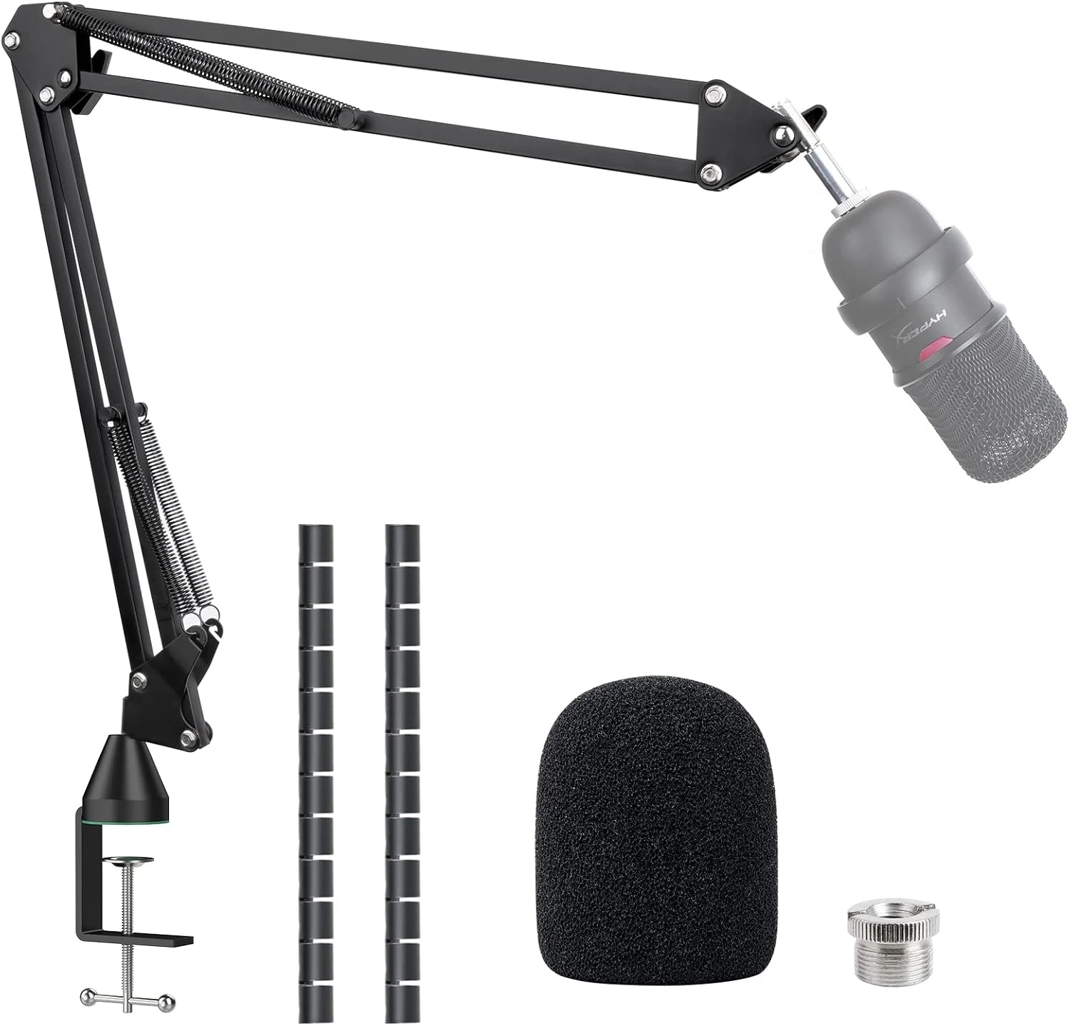 پایه بازویی میکروفون SUNMON SoloCast برای HyperX SoloCast سفید – بازوی میکروفون ارتقا یافته با گیره رومیزی، 2 بست کابل، روکش میکروفون سازگار با SoloCast