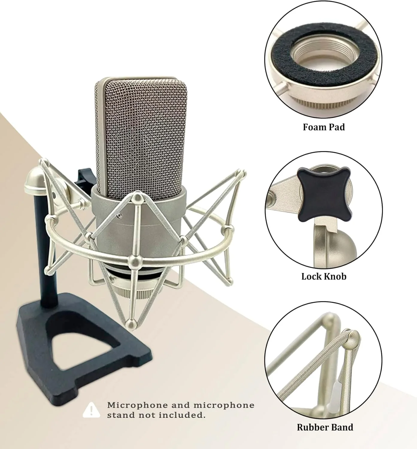 لرزه‌گیر میکروفون TLM 103 - پایه میکروفون سازگار با میکروفون‌های کاندنسر نویمان TLM 103 M147، نقره‌ای
