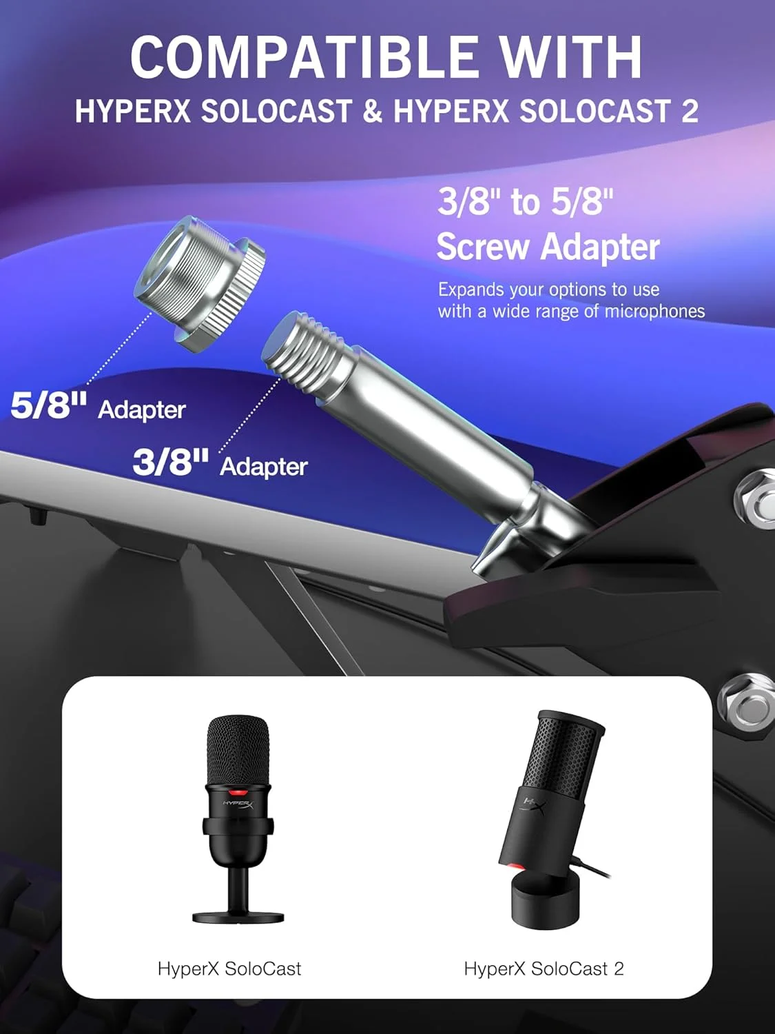 پایه بازویی میکروفون SUNMON SoloCast، پایه بازویی قیچی تعلیق قابل تنظیم برای میکروفون گیمینگ HyperX SoloCast