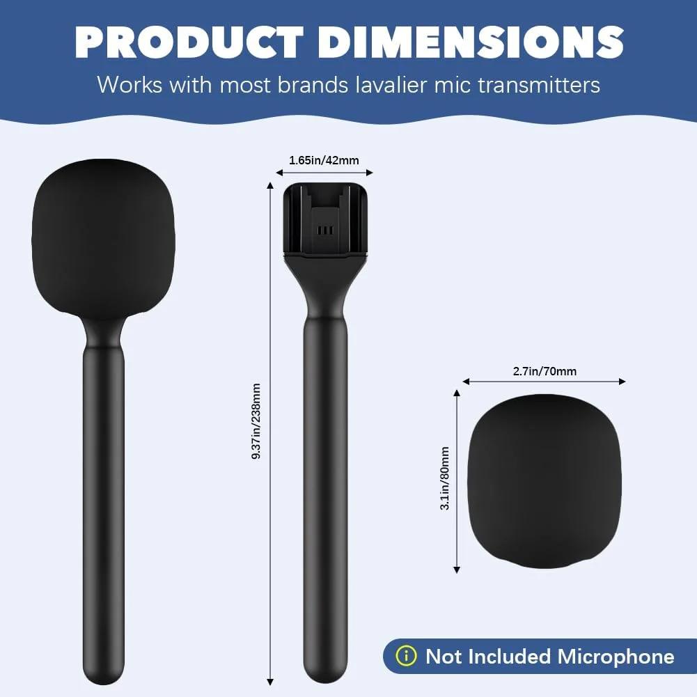 دسته میکروفون سازگار با DJI Rode Wireless Go آداپتور میکروفون بی سیم مصاحبه جهانی با فوم ضد باد برای همه میکروفون های یقه ای