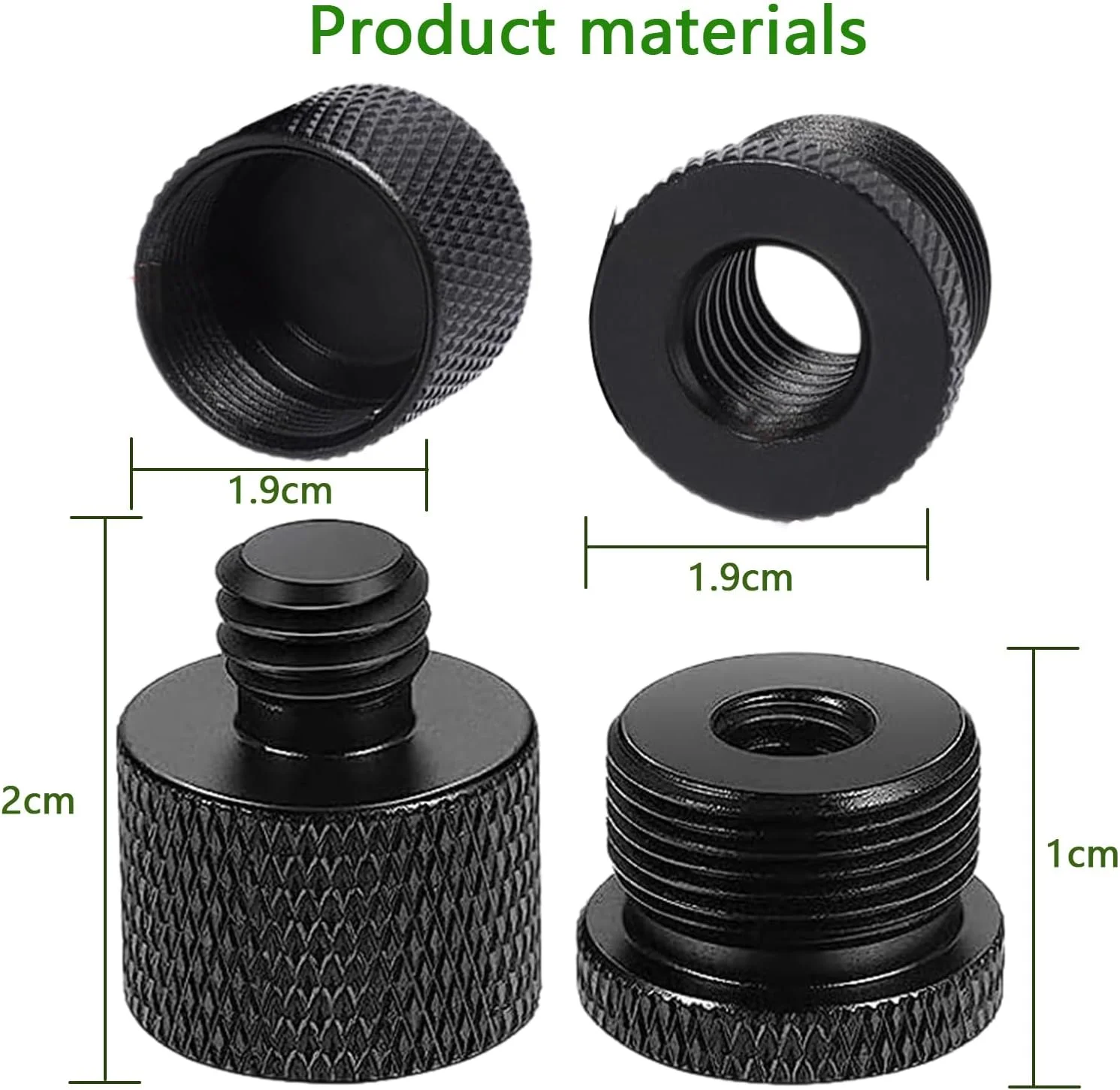 8 عدد آداپتور رزوه میکروفون (3/8 مادگی به 5/8 نری، 1/4 مادگی به 5/8 نری، 5/8 مادگی به 1/4 نری و 5/8 مادگی به 3/8 نری)، آداپتور پایه دوربین، آداپتور پیچی میکروفون، آداپتور رزوه میکروفون، آداپتور پایه میکروفون