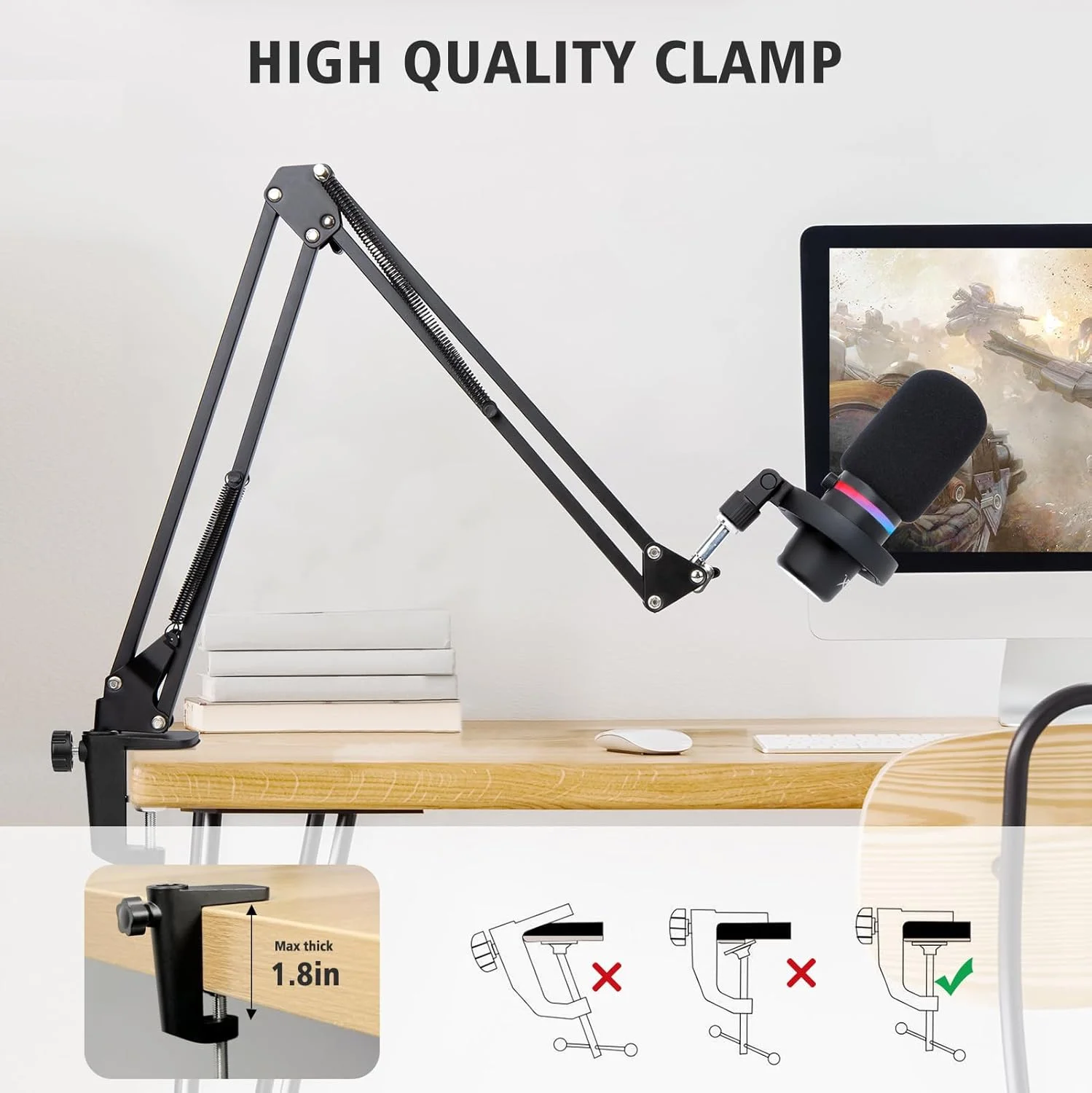 پایه میکروفون بازویی SUNMON HyperX DuoCast - پایه میکروفون سازگار با HyperX DuoCast، مشکی، سبک مدرن، فولاد آلیاژی