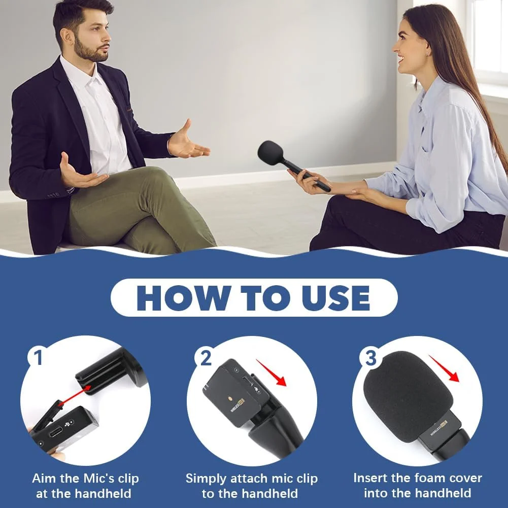 دسته میکروفون سازگار با DJI Rode Wireless Go آداپتور میکروفون بی سیم مصاحبه جهانی با فوم ضد باد برای همه میکروفون های یقه ای