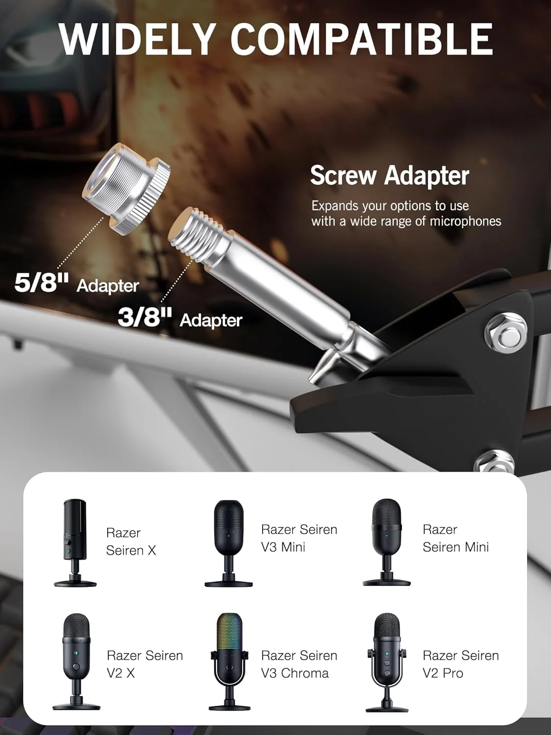 پایه بازویی میکروفون SUNMON Seiren V3 Mini - پایه میکروفون برای Razer Mini, Seiren V2, Seiren X و اکثر میکروفون ها، پایه بازویی قیچی قابل تنظیم با آداپتور 3/8 اینچ به 5/8 اینچ پایه بازویی میکروفون SUNMON Seiren V3 Mini - پایه میکروفون برای Razer Mini, Seiren V2, Seiren X و اکثر میکروفون ها، پایه بازویی قیچی قابل تنظیم با آداپتور 3/8 اینچ به 5/8 اینچ