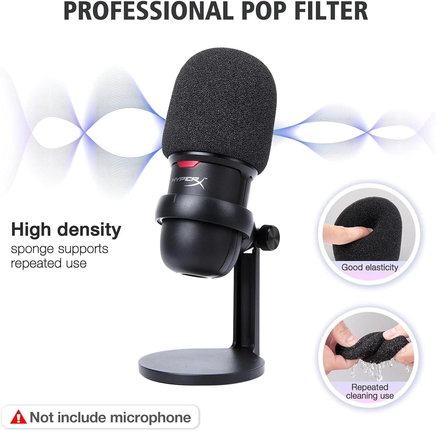 بازوی بوم سفید SUNMON Hyperx SoloCast - بازوی بوم میکروفون سفید سازگار با Hyperx SoloCast، پایه بازوی میکروفون با روکش میکروفون، بهبود کیفیت صدا، بازوی بوم میکروفون برای Hyperx SoloCast