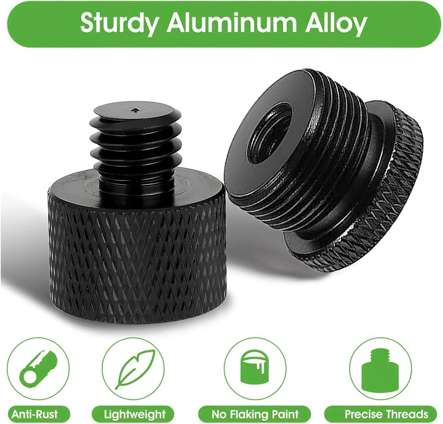 8 عدد آداپتور رزوه میکروفون (3/8 مادگی به 5/8 نری، 1/4 مادگی به 5/8 نری، 5/8 مادگی به 1/4 نری و 5/8 مادگی به 3/8 نری)، آداپتور پایه دوربین، آداپتور پیچی میکروفون، آداپتور رزوه میکروفون، آداپتور پایه میکروفون